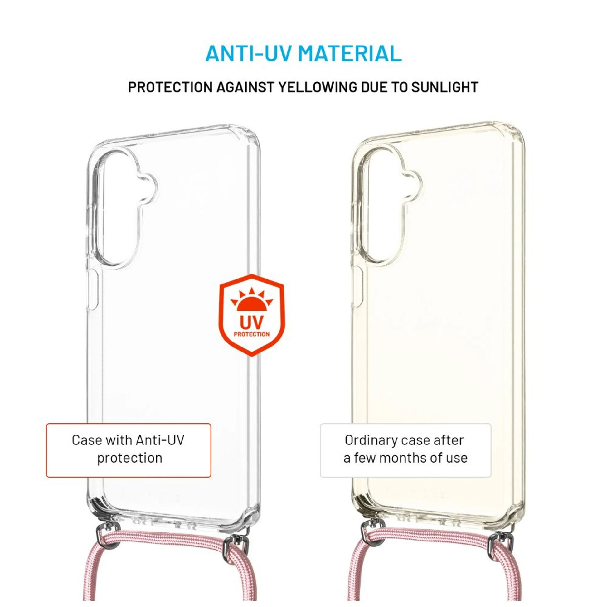 Pouzdro FIXED Pure Neck s odnímatelnou růžovou šňůrkou na krk pro Samsung Galaxy A26 5G - FIXED