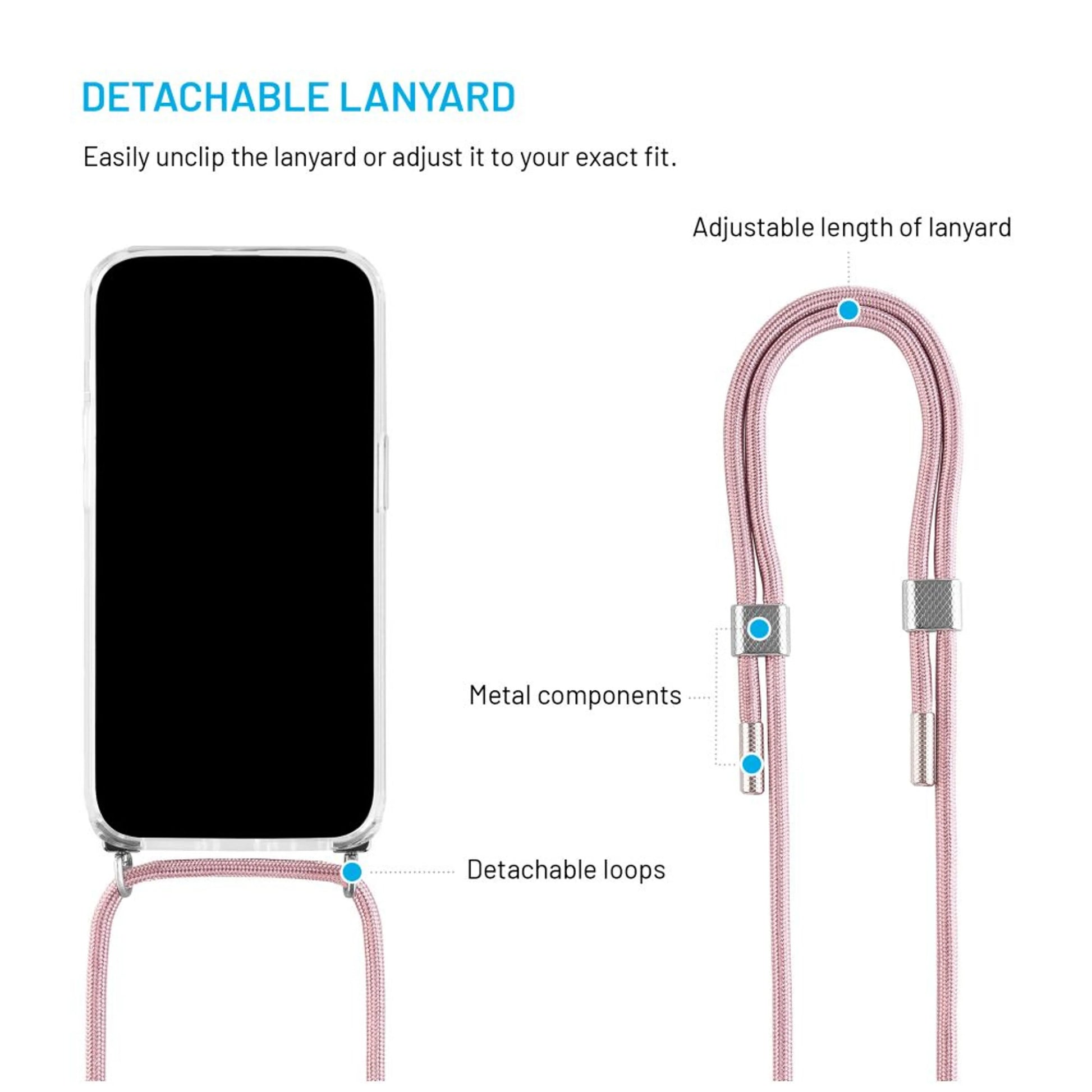 Pouzdro FIXED Pure Neck s odnímatelnou růžovou šňůrkou na krk pro Samsung Galaxy A26 5G - FIXED