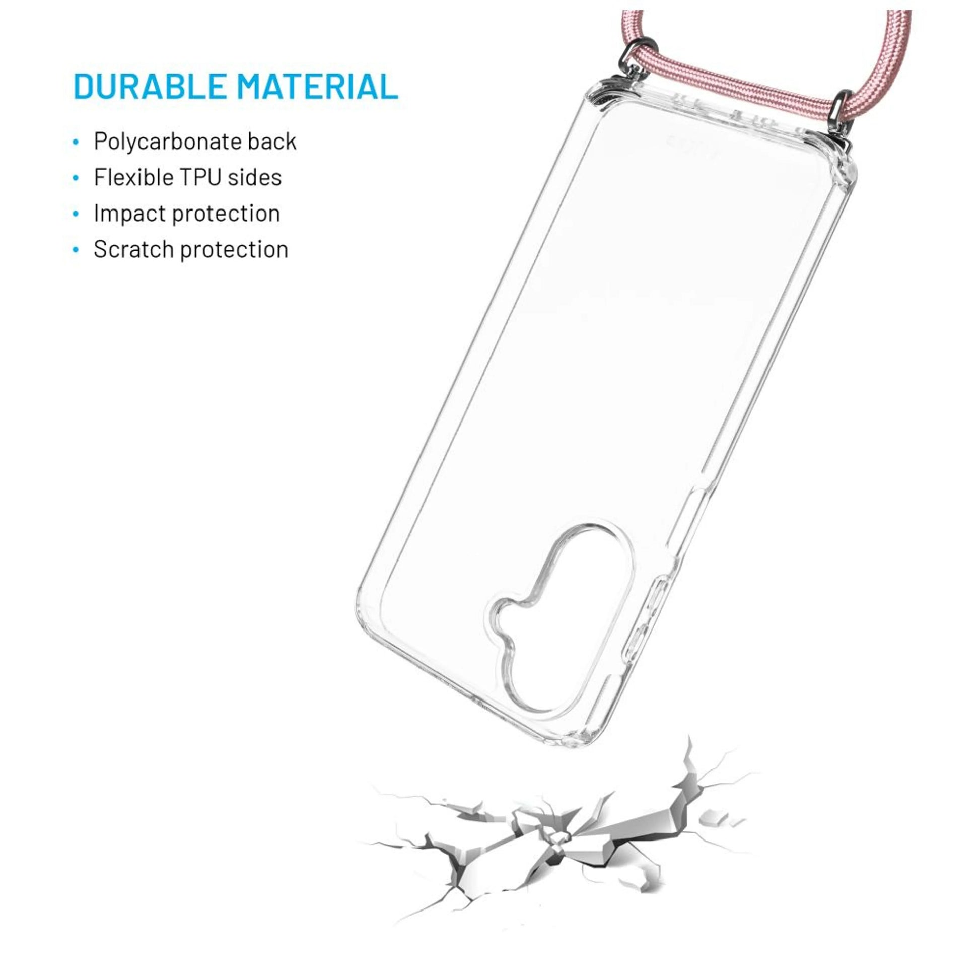 Pouzdro FIXED Pure Neck s odnímatelnou růžovou šňůrkou na krk pro Samsung Galaxy A26 5G - FIXED