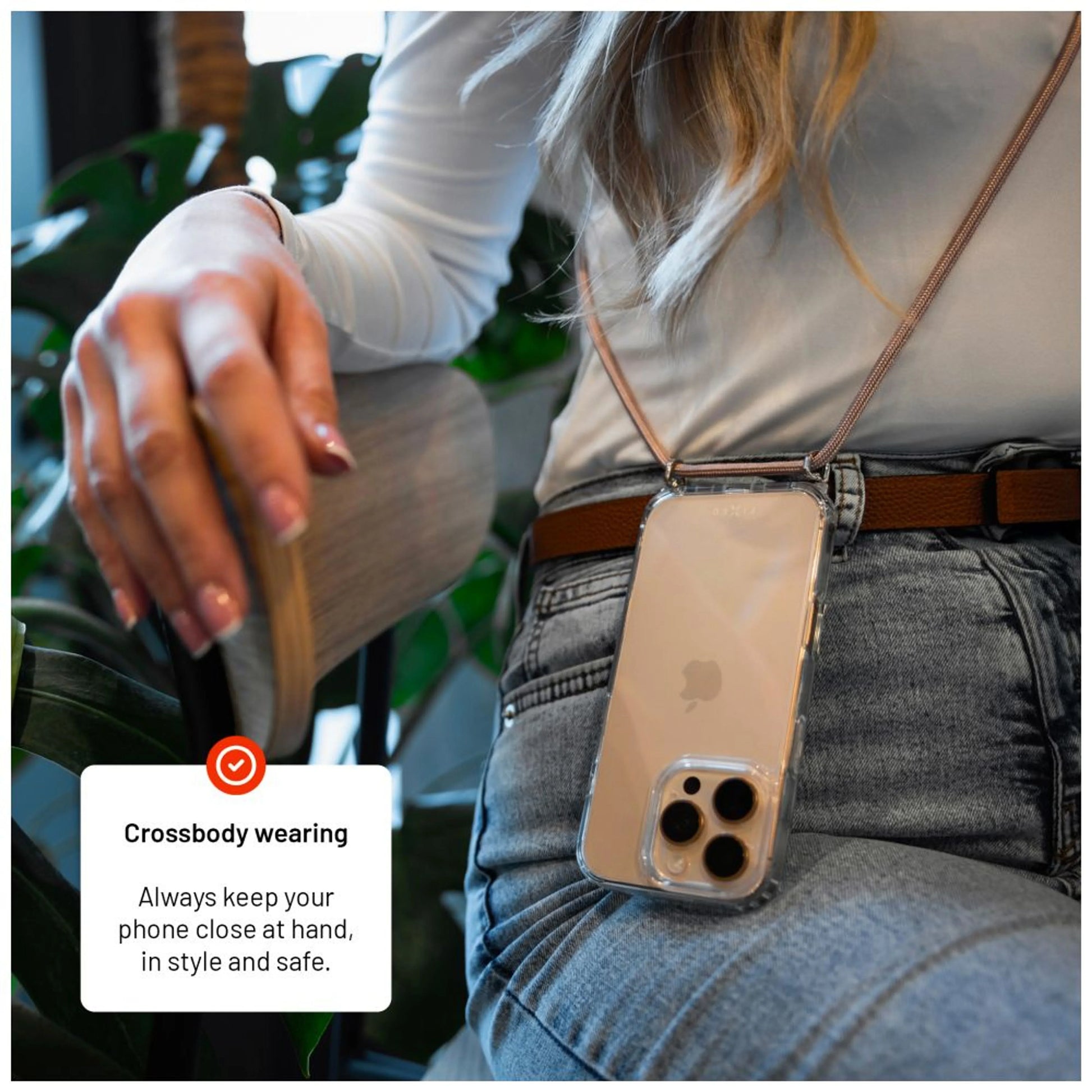 Pouzdro FIXED Pure Neck s odnímatelnou růžovou šňůrkou na krk pro Samsung Galaxy A26 5G - FIXED