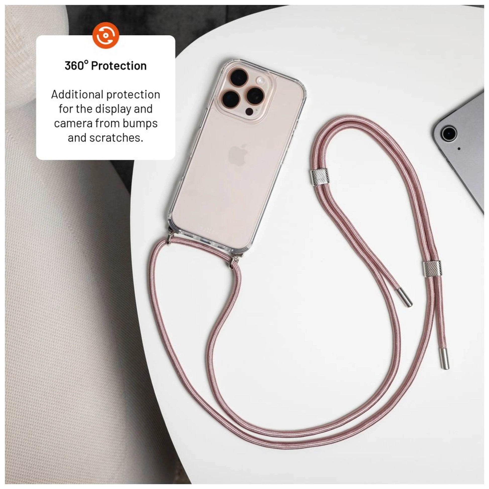 Pouzdro FIXED Pure Neck s odnímatelnou růžovou šňůrkou na krk pro Samsung Galaxy A26 5G - FIXED