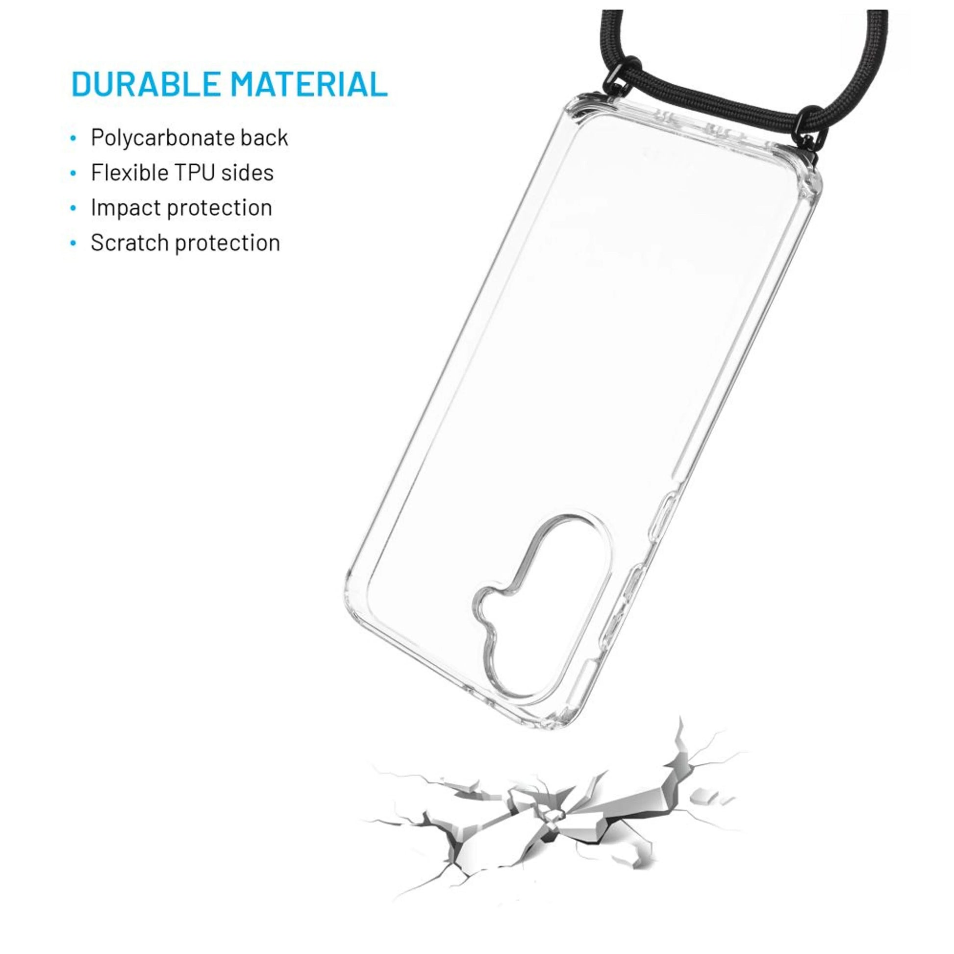 Pouzdro FIXED Pure Neck s odnímatelnou černou šňůrkou na krk pro Samsung Galaxy A36 5G/A56 5G - FIXED