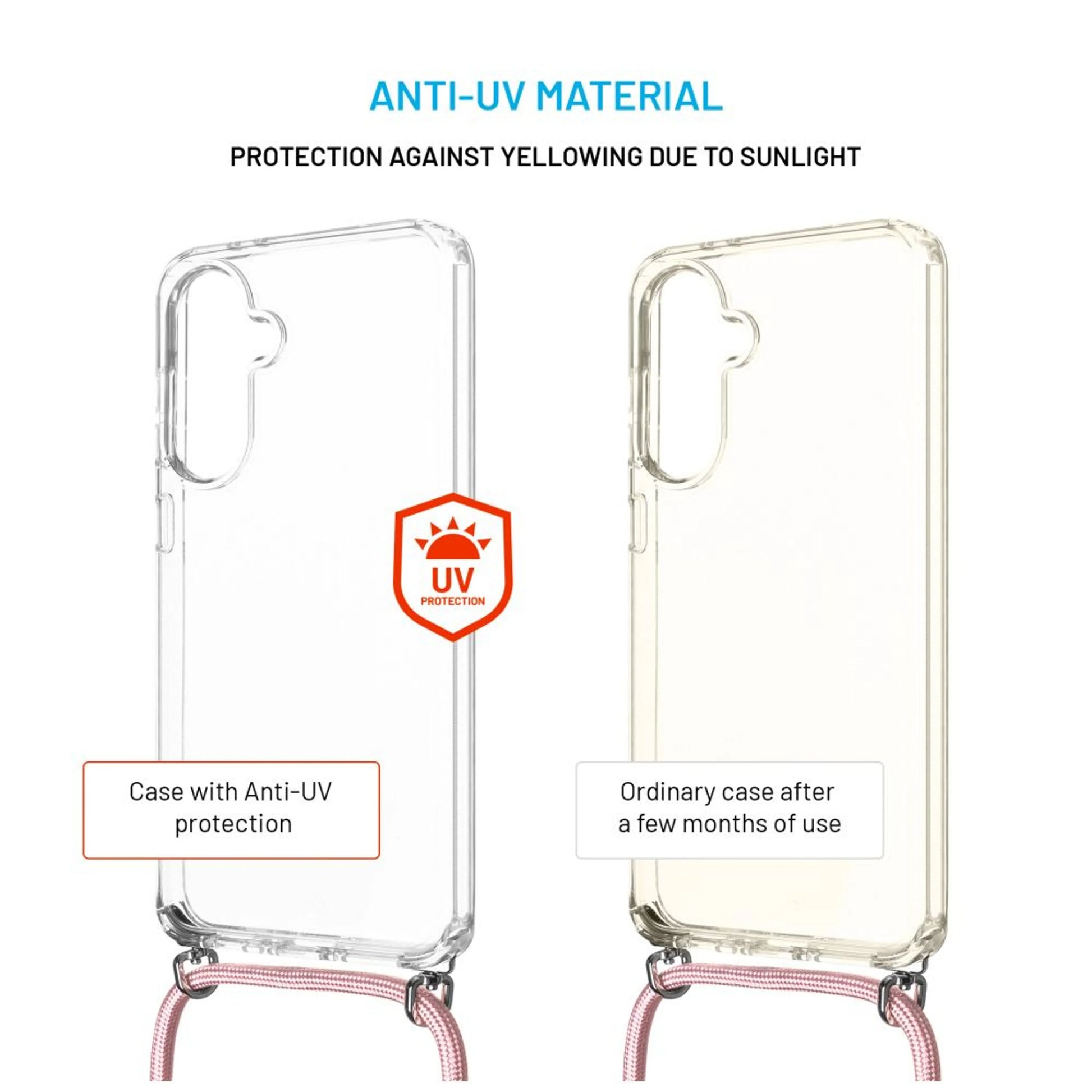 Pouzdro FIXED Pure Neck s odnímatelnou růžovou šňůrkou na krk pro Samsung Galaxy A36 5G/A56 5G - FIXED