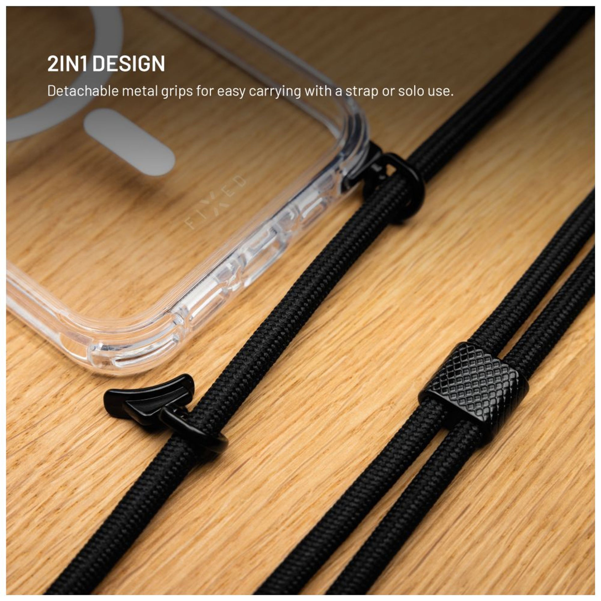 Pouzdro FIXED MagPure Neck s černou šňůrkou na krk pro Apple iPhone 17 Pro - FIXED