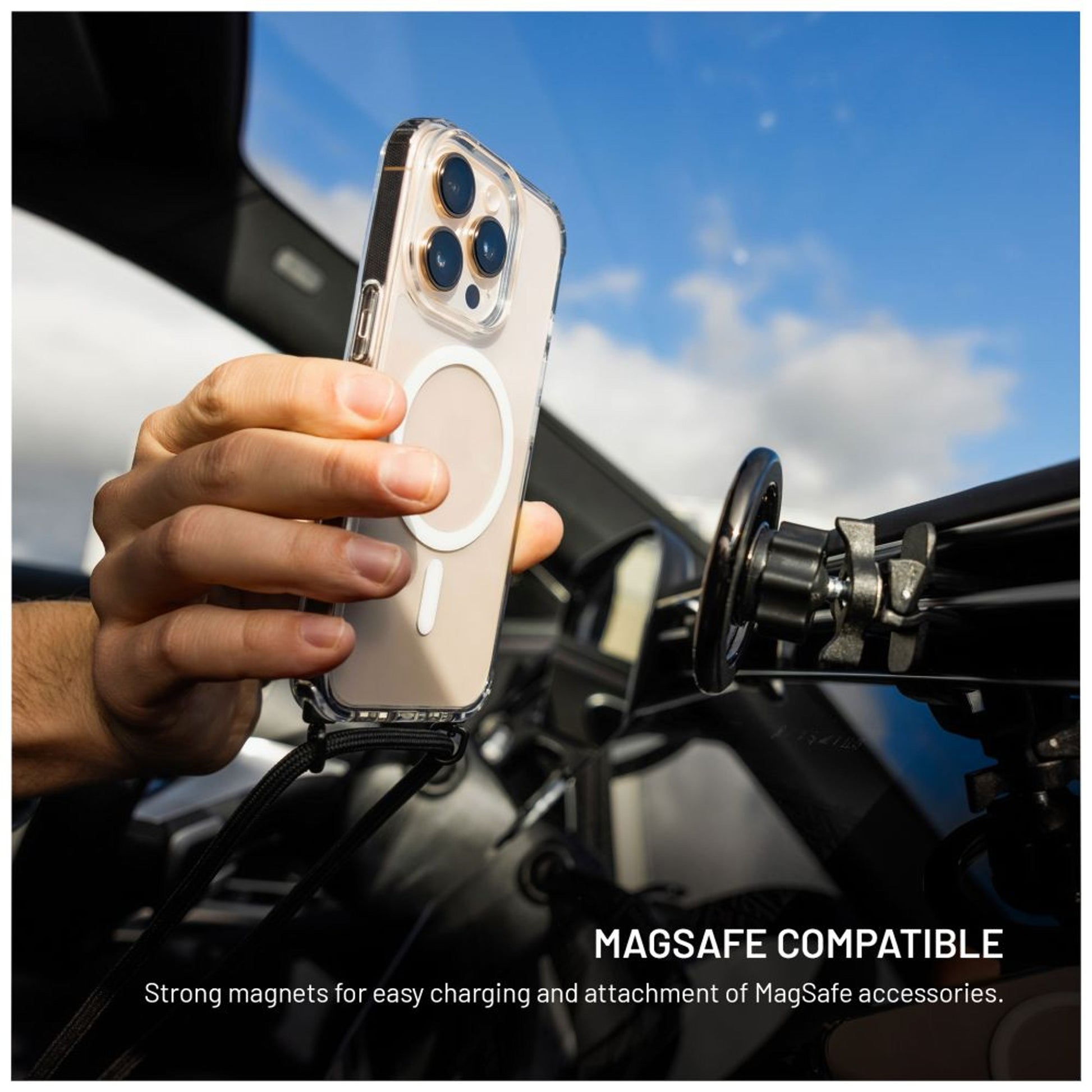 Pouzdro FIXED MagPure Neck s černou šňůrkou na krk pro Apple iPhone 17 Pro Max - FIXED