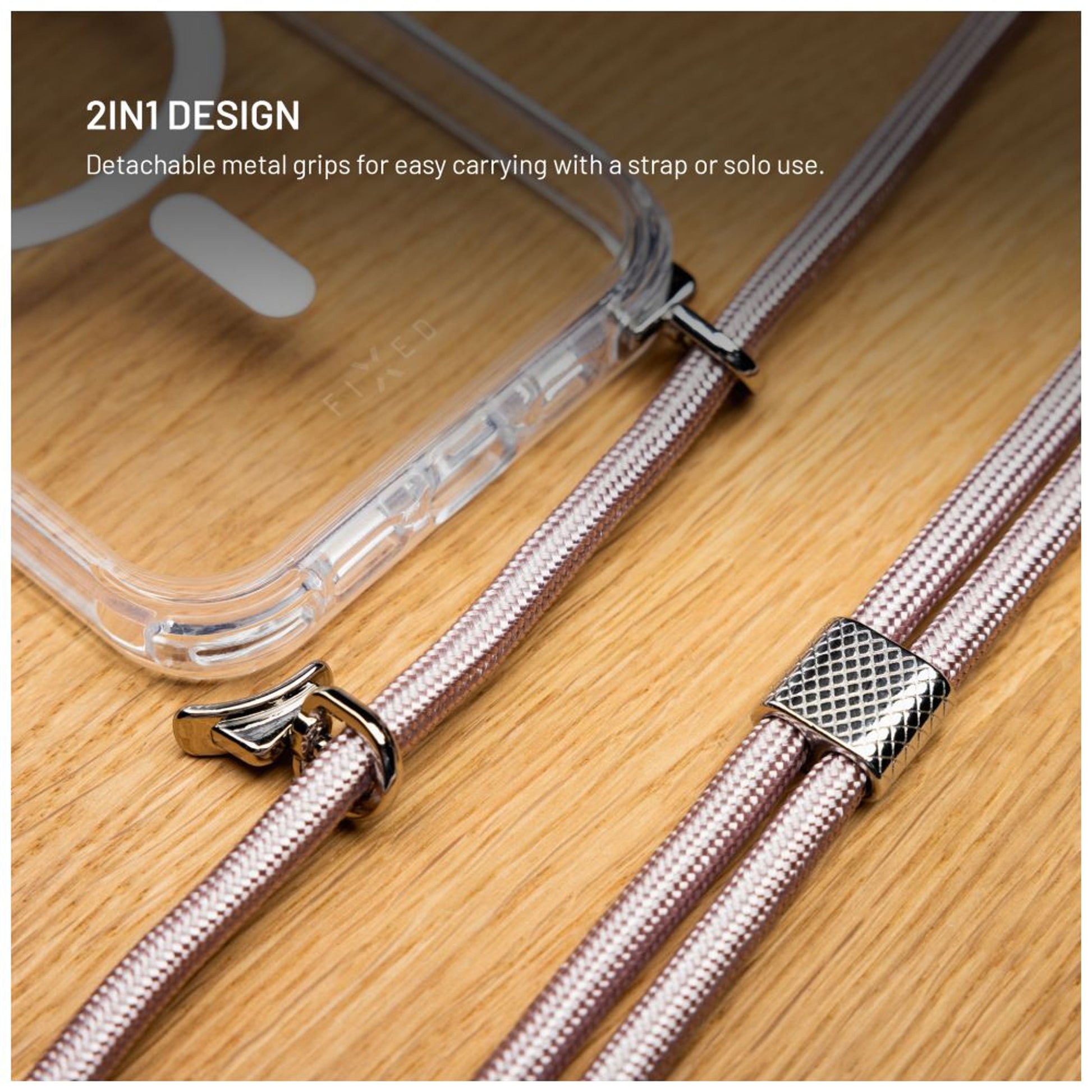 Pouzdro FIXED MagPure Neck s růžovou šňůrkou na krk pro Apple iPhone 17 Pro Max - FIXED