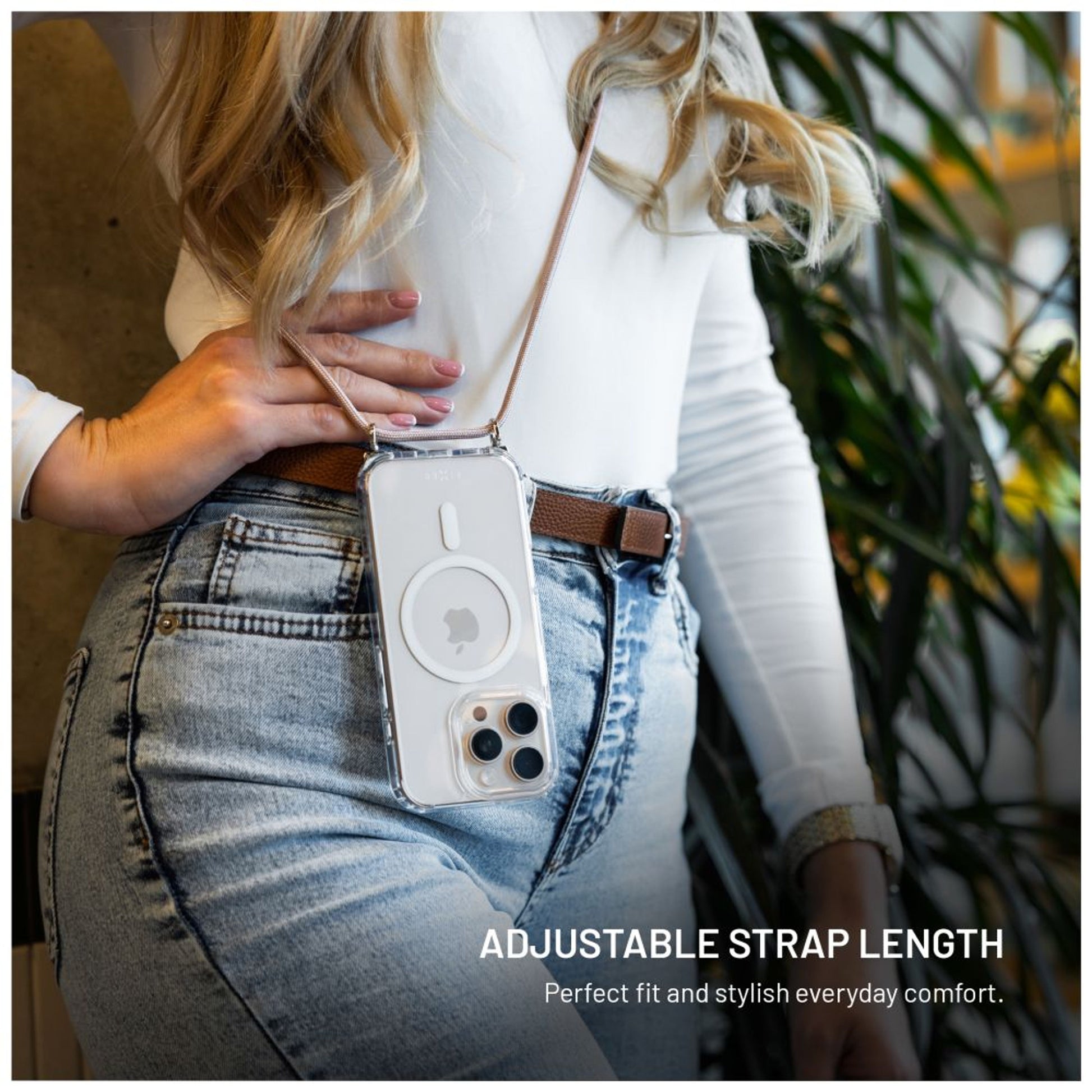 Pouzdro FIXED MagPure Neck s růžovou šňůrkou na krk pro Apple iPhone 17 Pro Max - FIXED