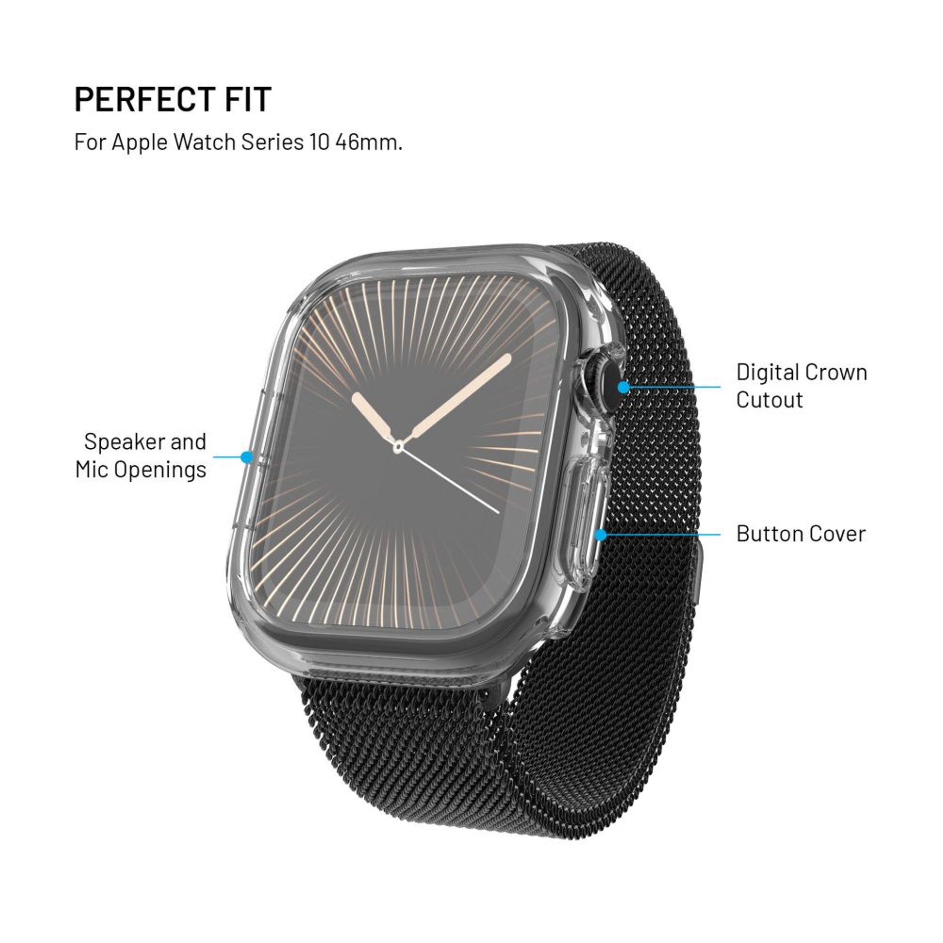 Ochranné pouzdro FIXED Pure Watch s temperovaným sklem pro Apple Watch Series 10 46 mm, čiré - FIXED