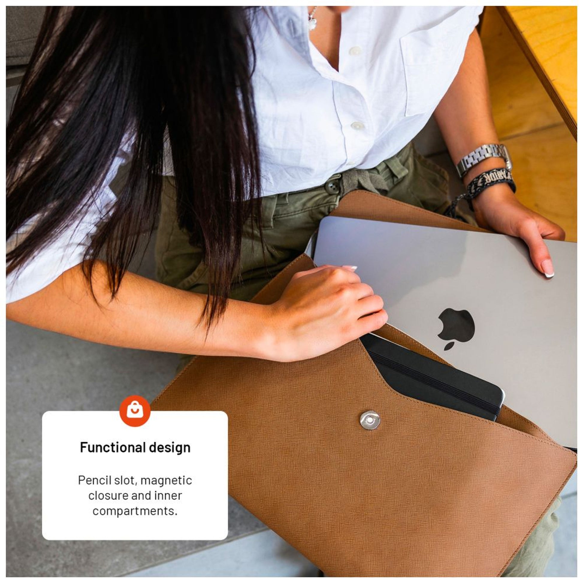 Pouzdro FIXED Siena pro notebooky a tablety o úhlopříčce do 13", kávové - FIXED