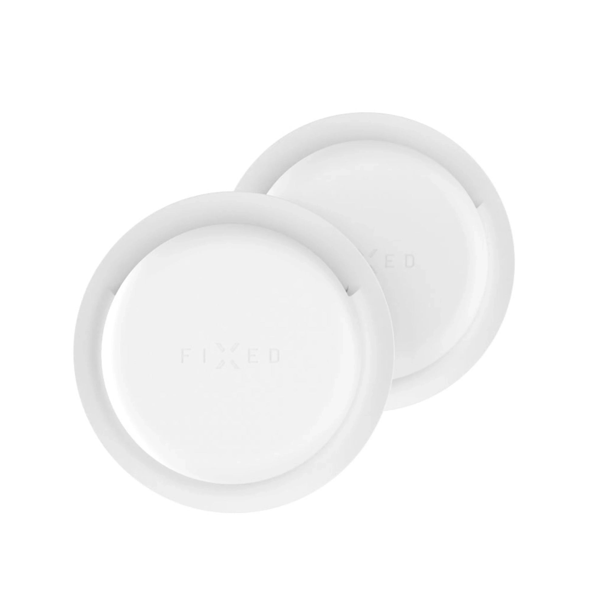 Silikonové nalepovací pouzdro FIXED Silky Sticker pro Apple AirTag, double pack, bílé - FIXED