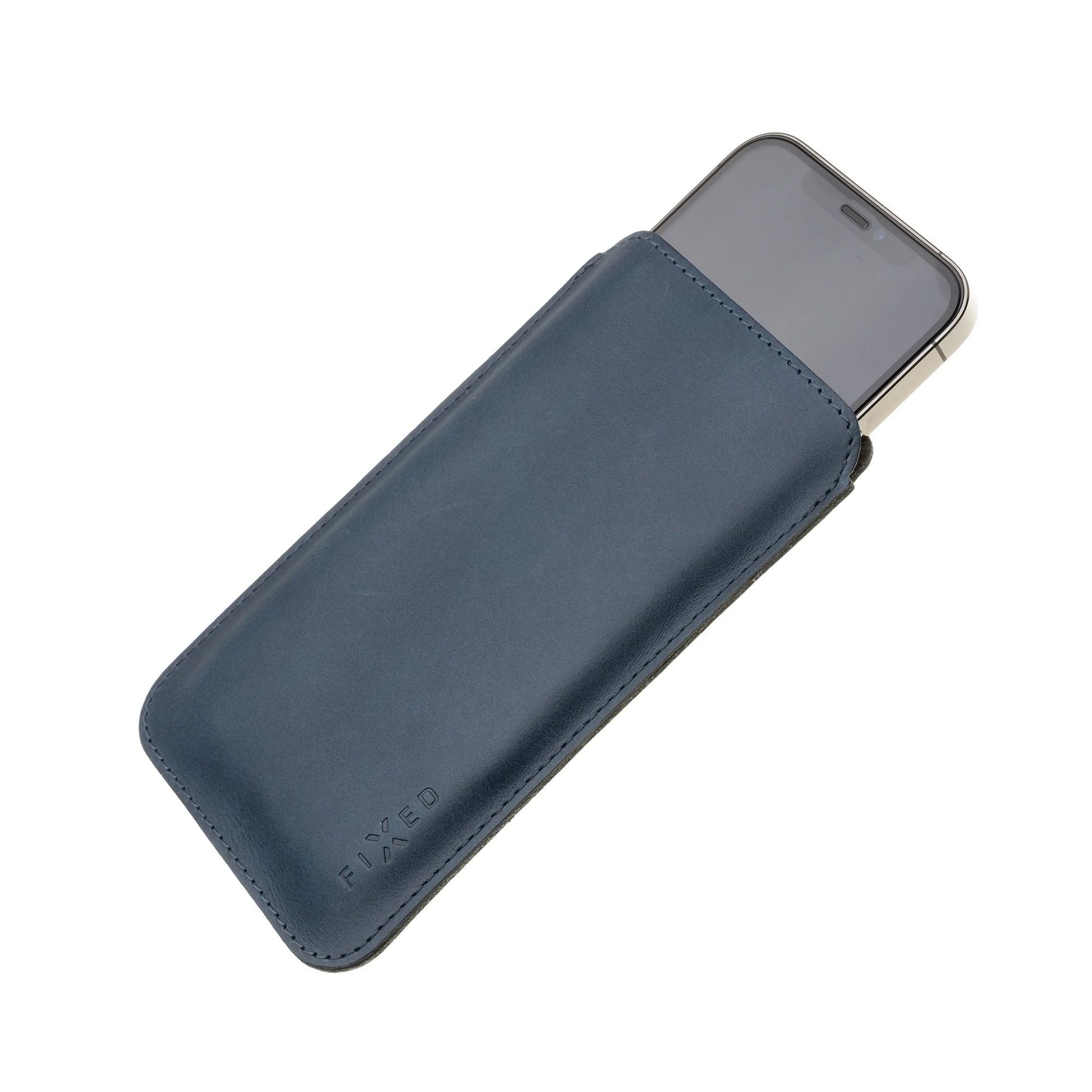 Tenké pouzdro FIXED Slim vyrobené z pravé kůže pro Apple iPhone 12 Pro Max/13 Pro Max, modré - FIXED