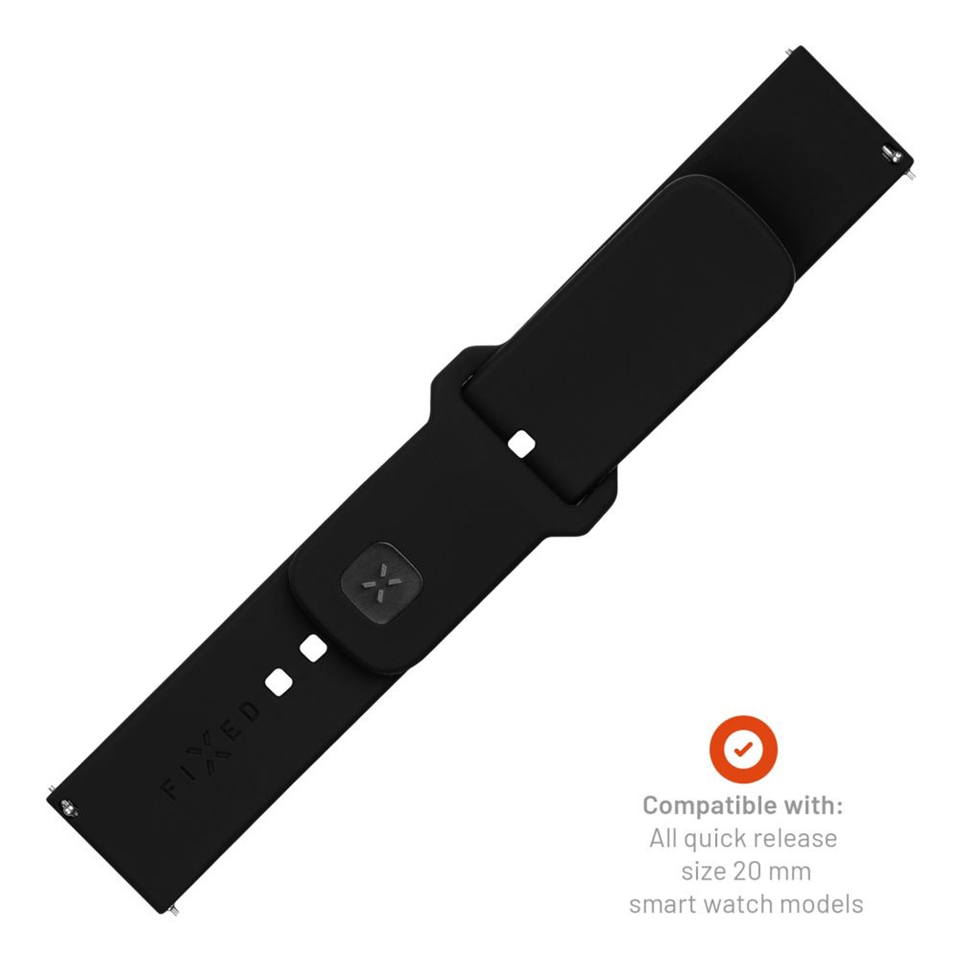 Set silikonových řemínků FIXED Silicone Sporty Strap s Quick Release 20mm pro smartwatch, černý - FIXED