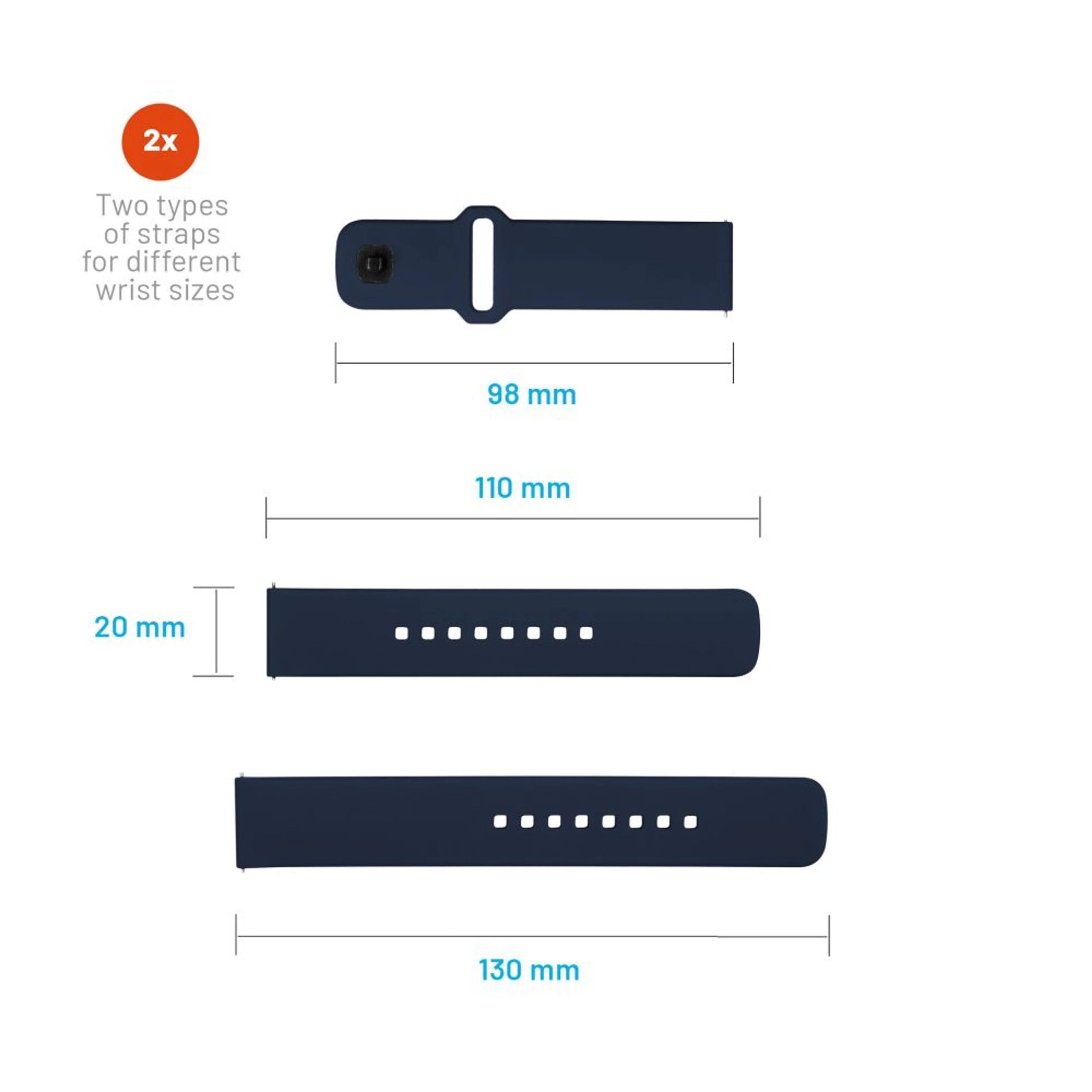 Set silikonových řemínků FIXED Silicone Sporty Strap s Quick Release 20mm pro smartwatch, modrý - FIXED
