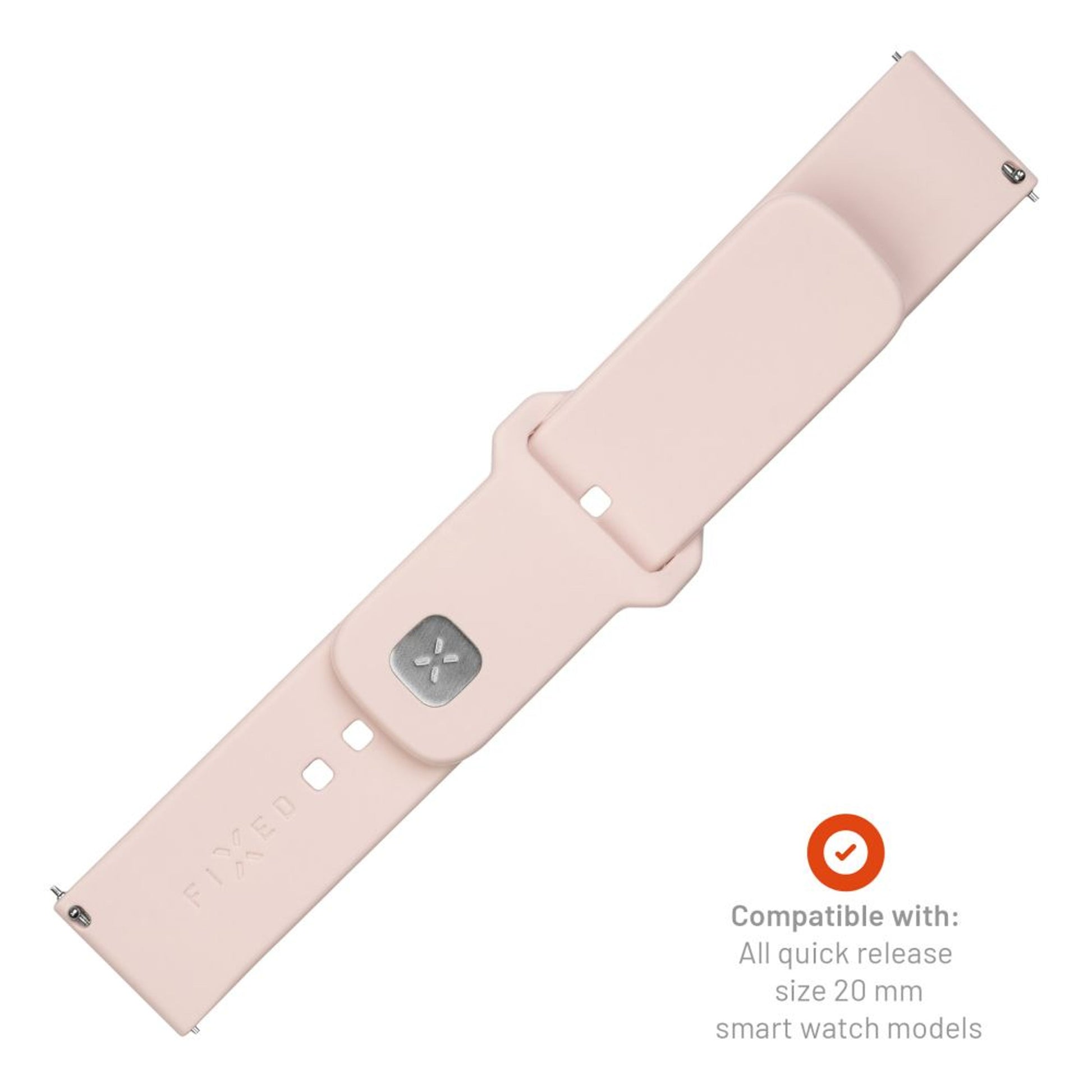 Set silikonových řemínků FIXED Silicone Sporty Strap s Quick Release 20mm pro smartwatch, růžový - FIXED