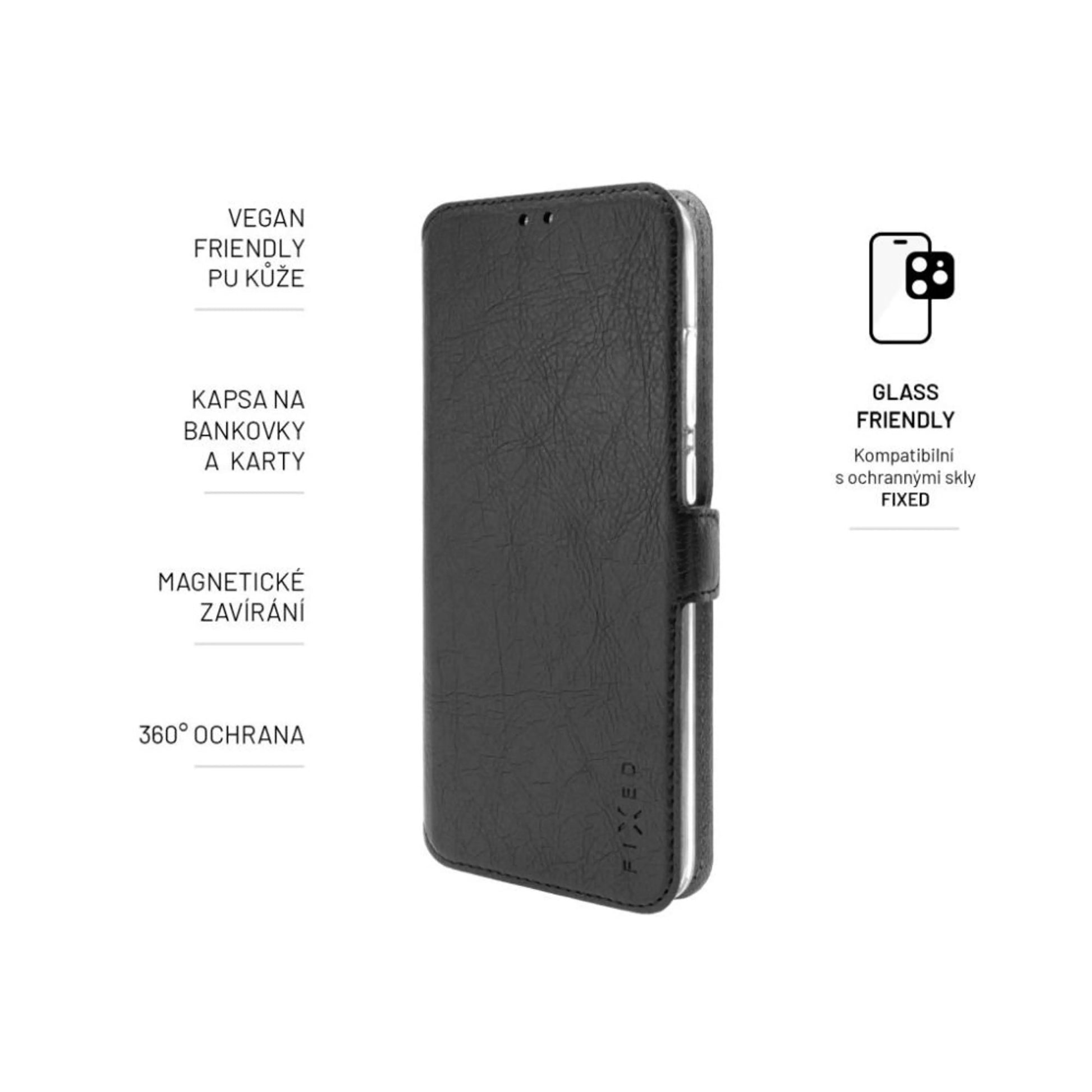 Tenké pouzdro typu kniha FIXED Topic pro ZTE Blade A73 5G, černé - FIXED