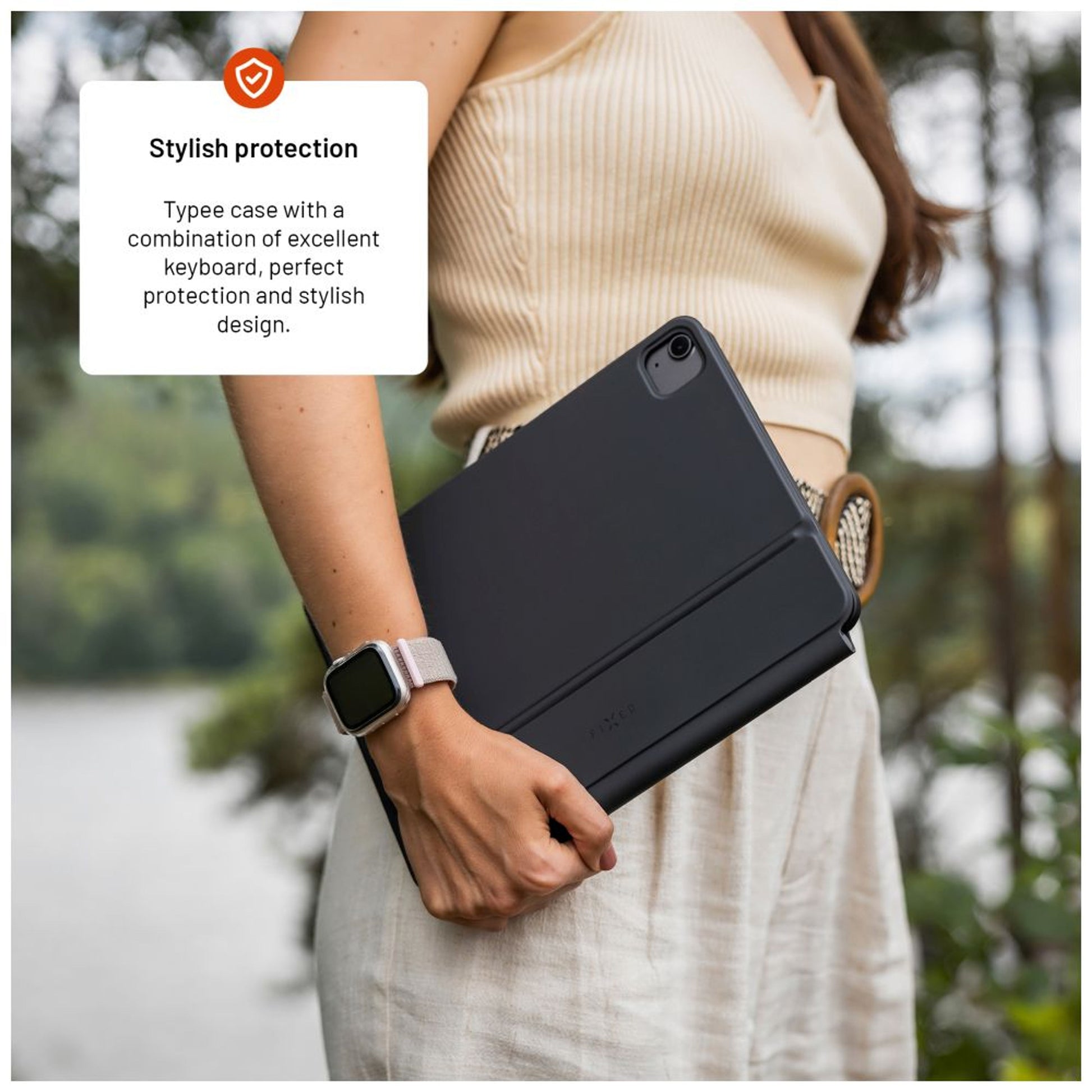 Pouzdro s bezdrátovou klávesnicí FIXED Typee pro Apple iPad Pro 11" (2018-2022)/iPad Air (2020-2025), CZ, černé - FIXED