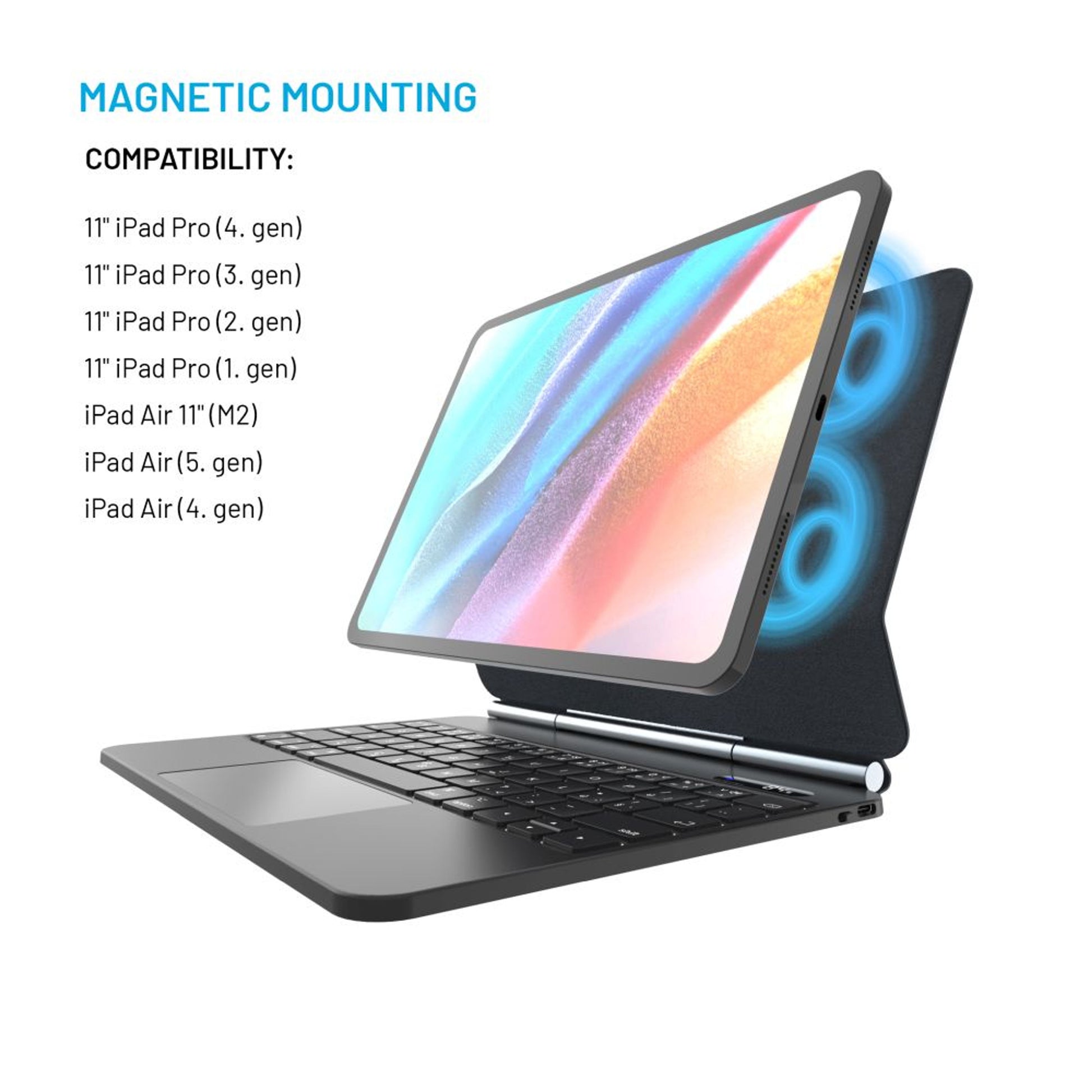 Pouzdro s bezdrátovou klávesnicí FIXED Typee pro Apple iPad Pro 11" (2018-2022)/iPad Air (2020-2025), CZ, černé - FIXED