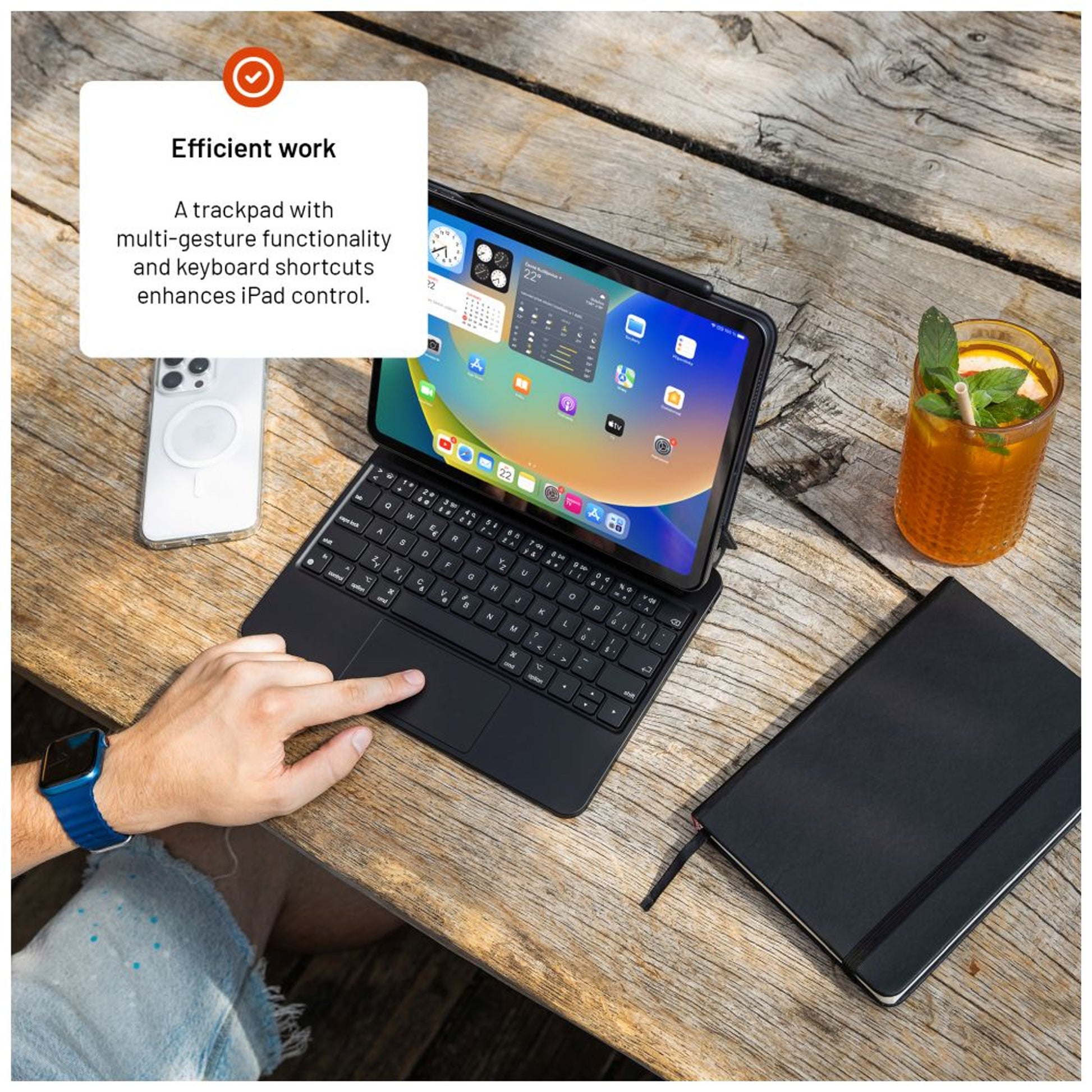 Pouzdro s bezdrátovou klávesnicí FIXED Typee pro Apple iPad Pro 11" (2018-2022)/iPad Air (2020-2025), CZ, černé - FIXED