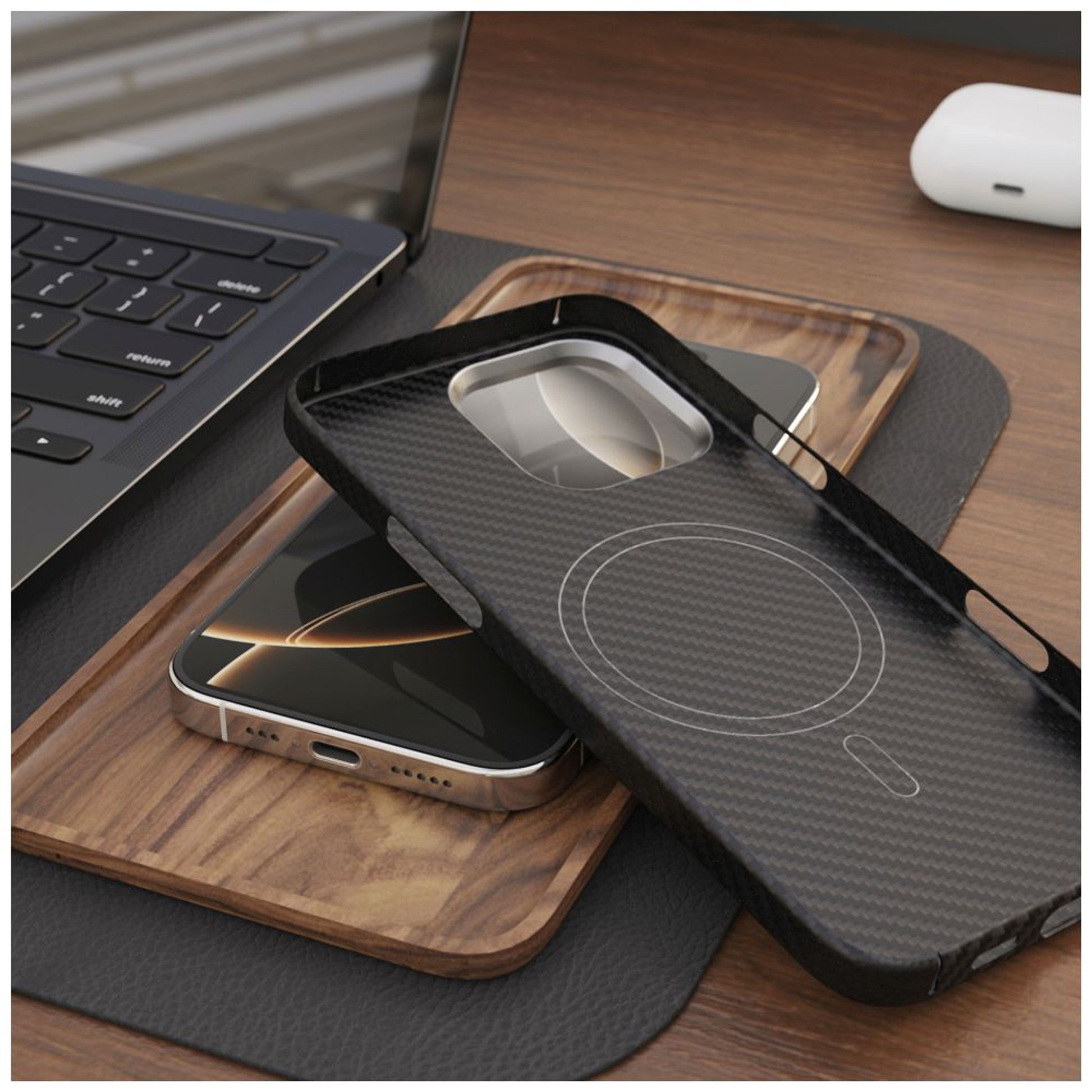 Aramidowy tylny obudowa FIXED MagVelar z obsługą Magsafe dla Apple iPhone 16 Pro Max, czarny - FIXED