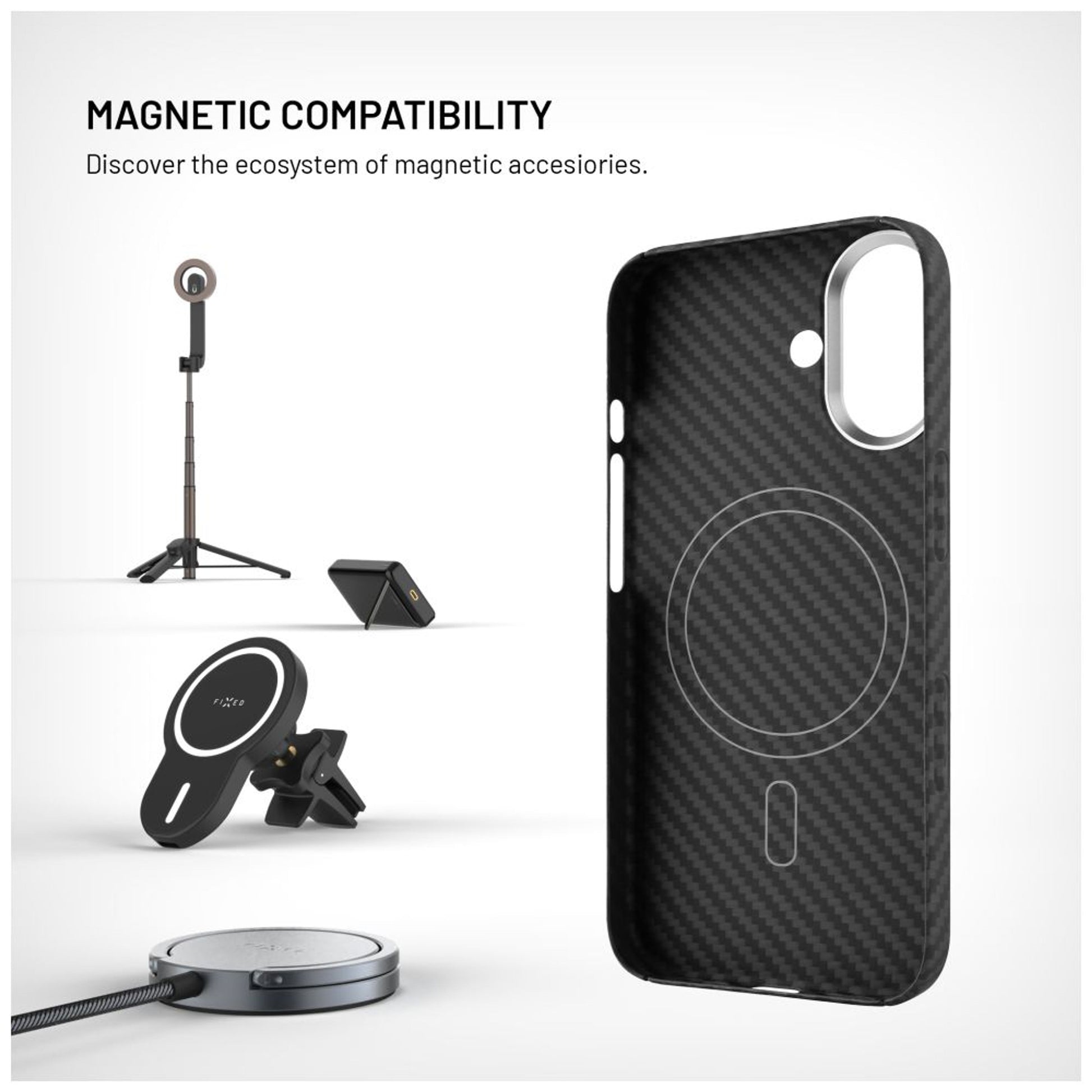 Aramidový zadní kryt FIXED MagVelar s podporou MagSafe pro Apple iPhone 17, černý - FIXED