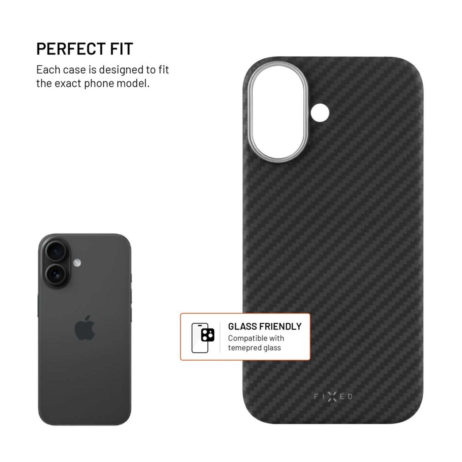 Aramidový zadní kryt FIXED MagVelar s podporou MagSafe pro Apple iPhone 17, černý - FIXED