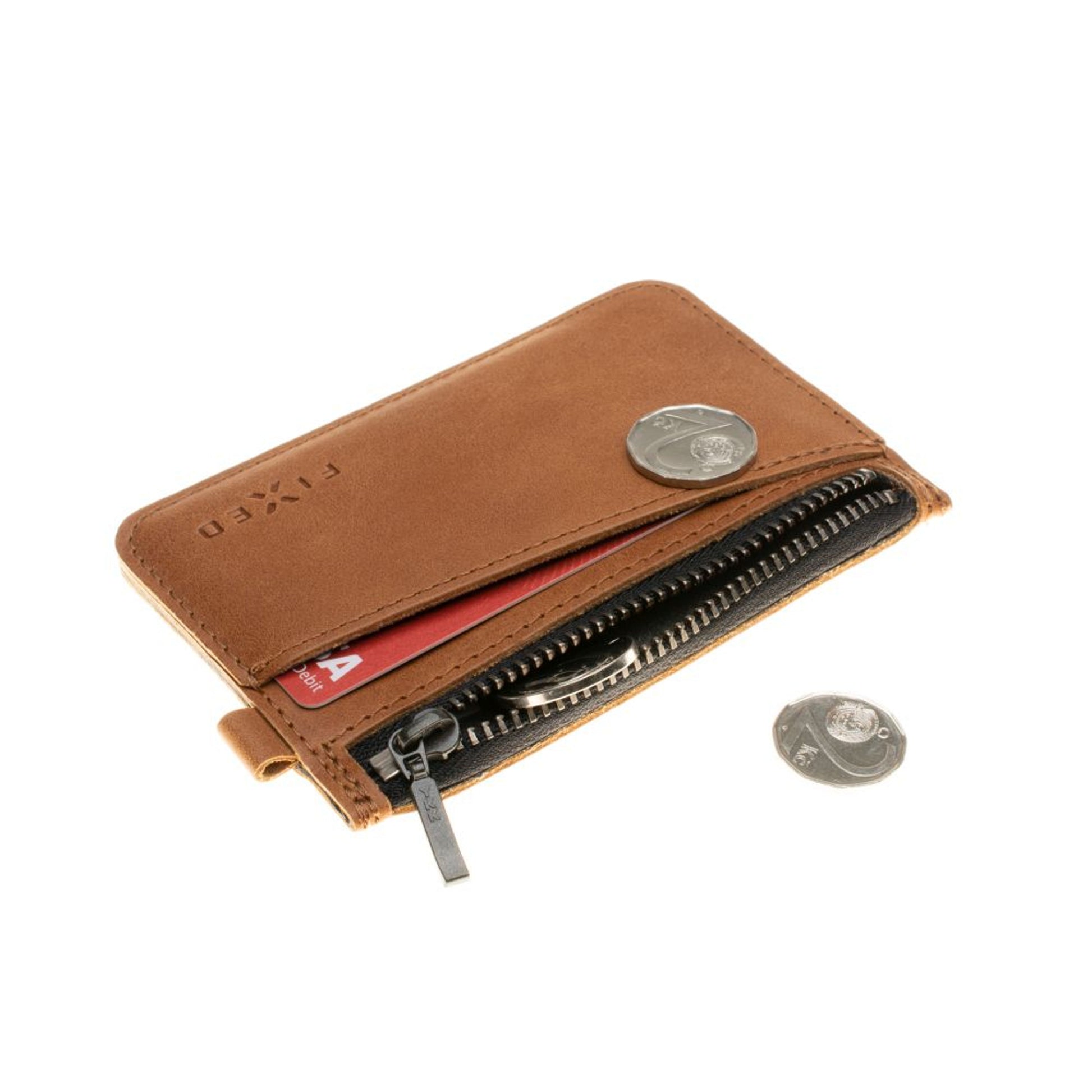 Kožená peněženka FIXED Coins, hnědá - FIXED