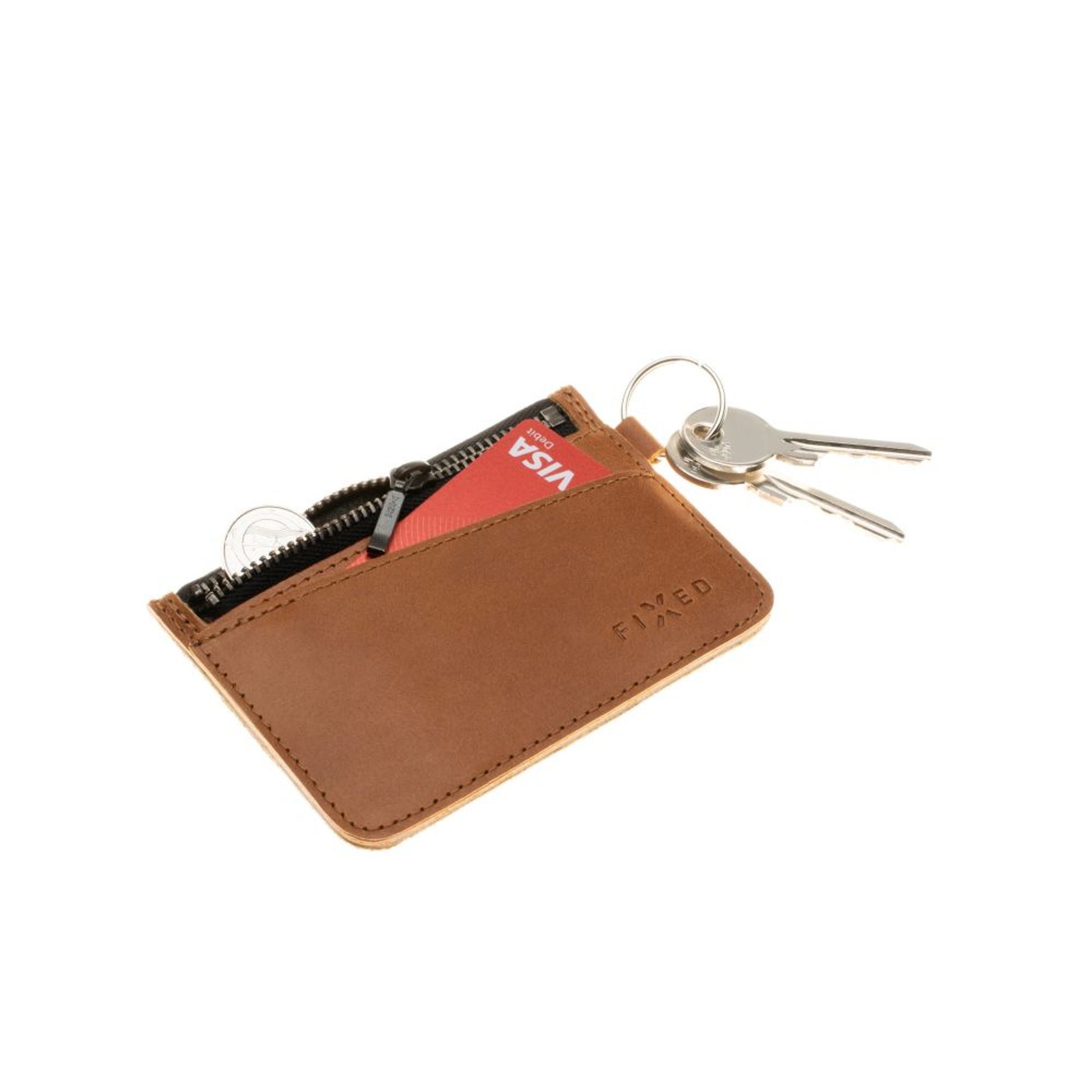 Kožená peněženka FIXED Coins, hnědá - FIXED