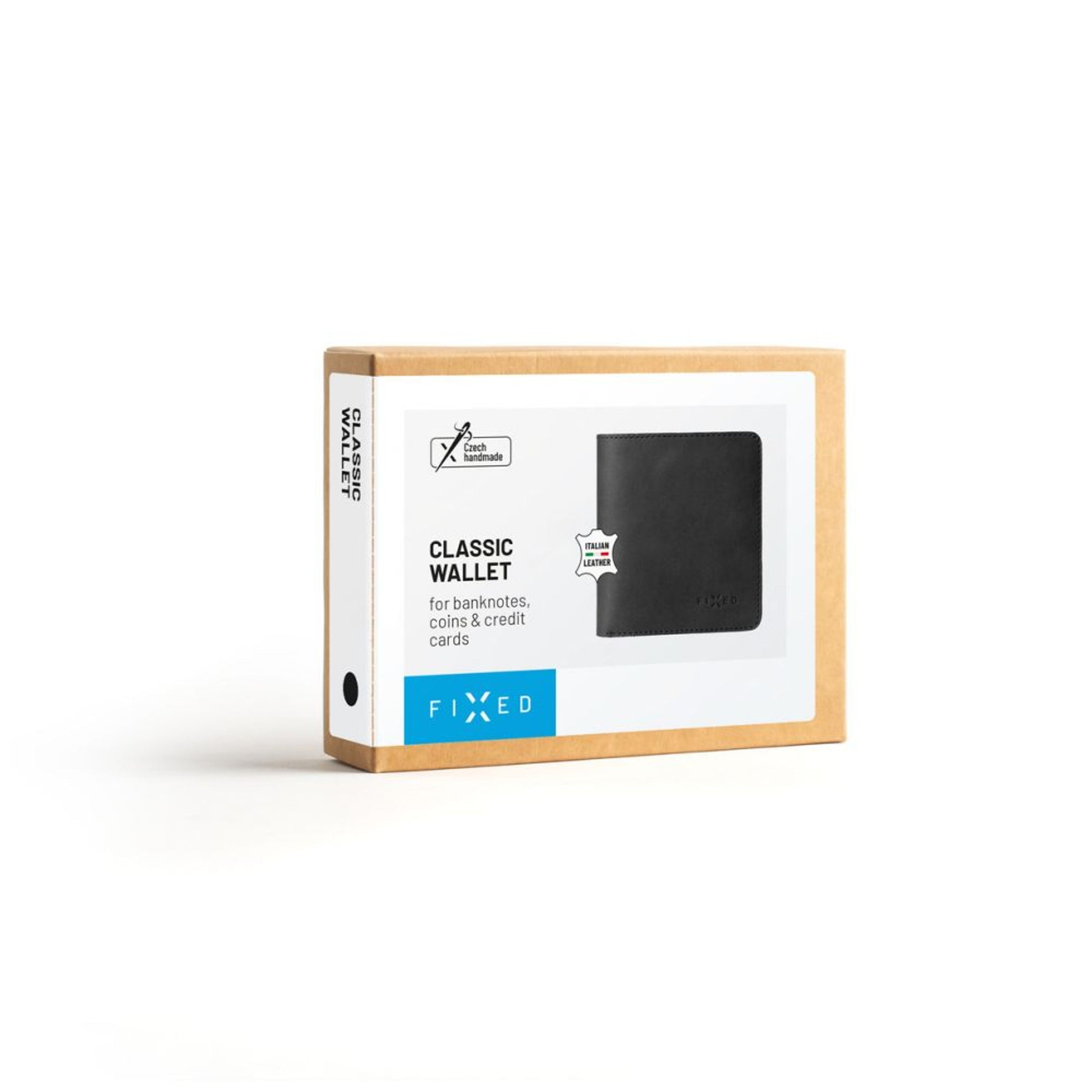 Kožená peněženka FIXED Classic Wallet z pravé hovězí kůže, černá - FIXED
