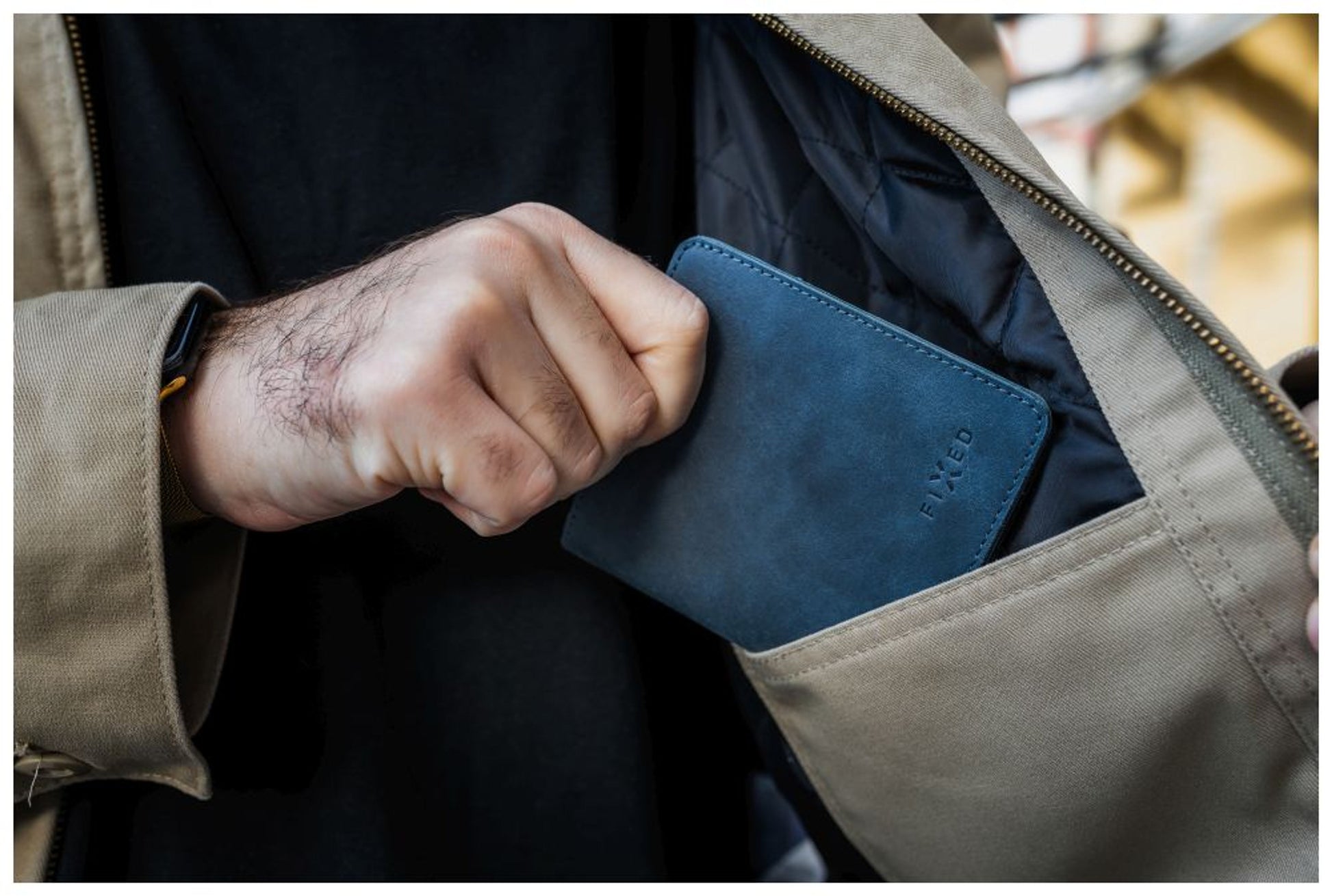 Kožená peněženka FIXED Classic Wallet z pravé hovězí kůže, modrá - FIXED
