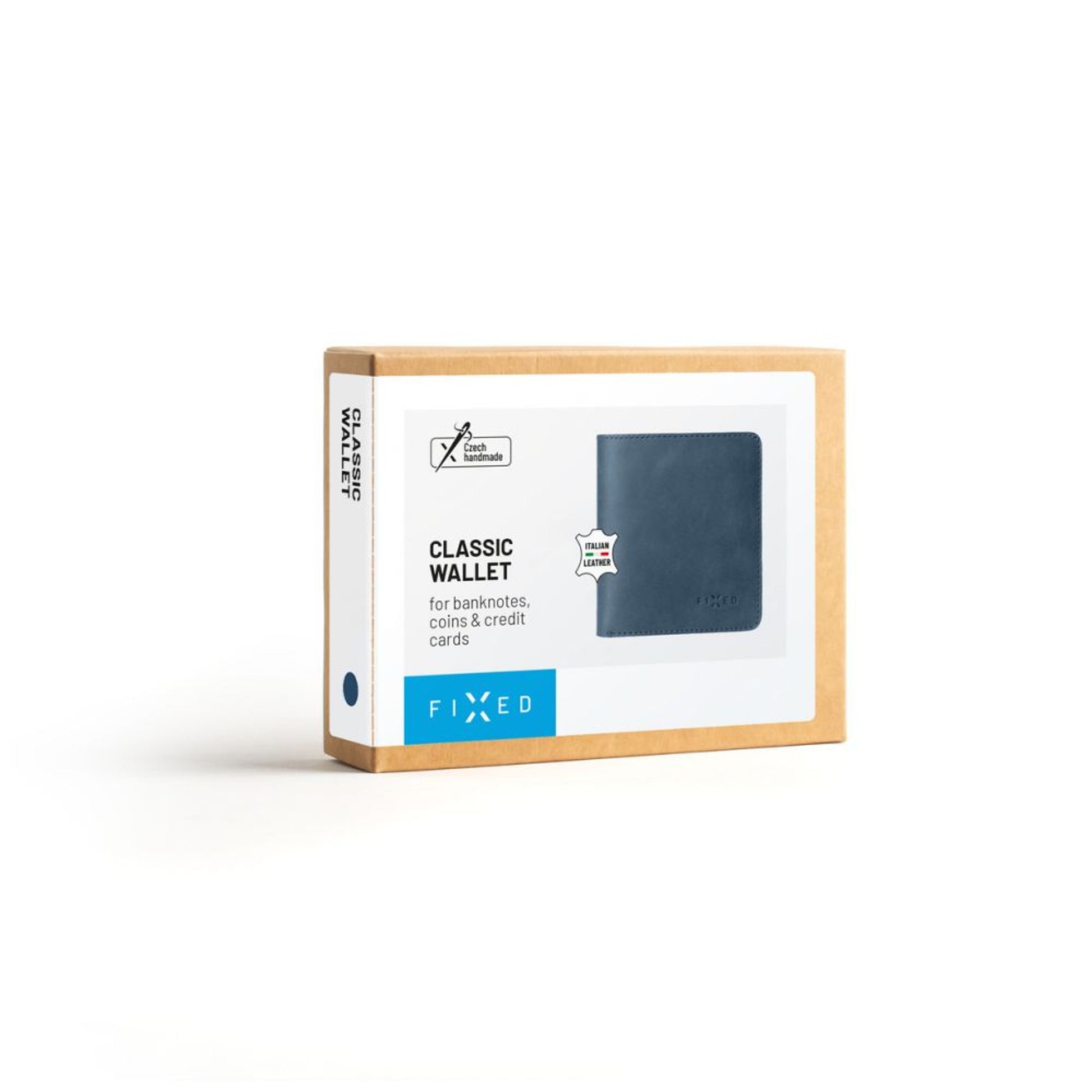 Kožená peněženka FIXED Classic Wallet z pravé hovězí kůže, modrá - FIXED