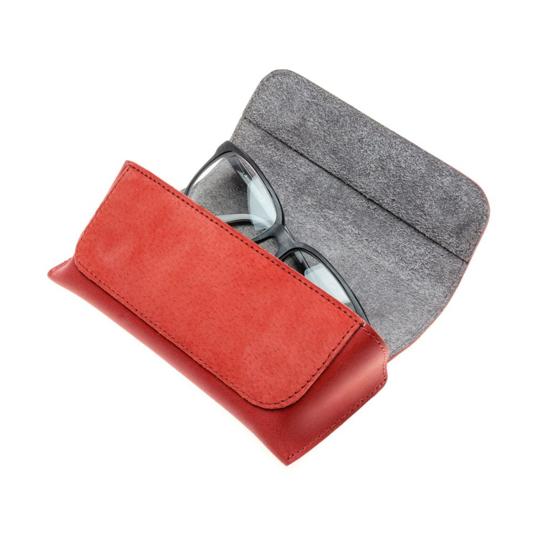 Pouzdro na brýle FIXED Case for Glasses s kapsou pro smart tracker, červené - FIXED