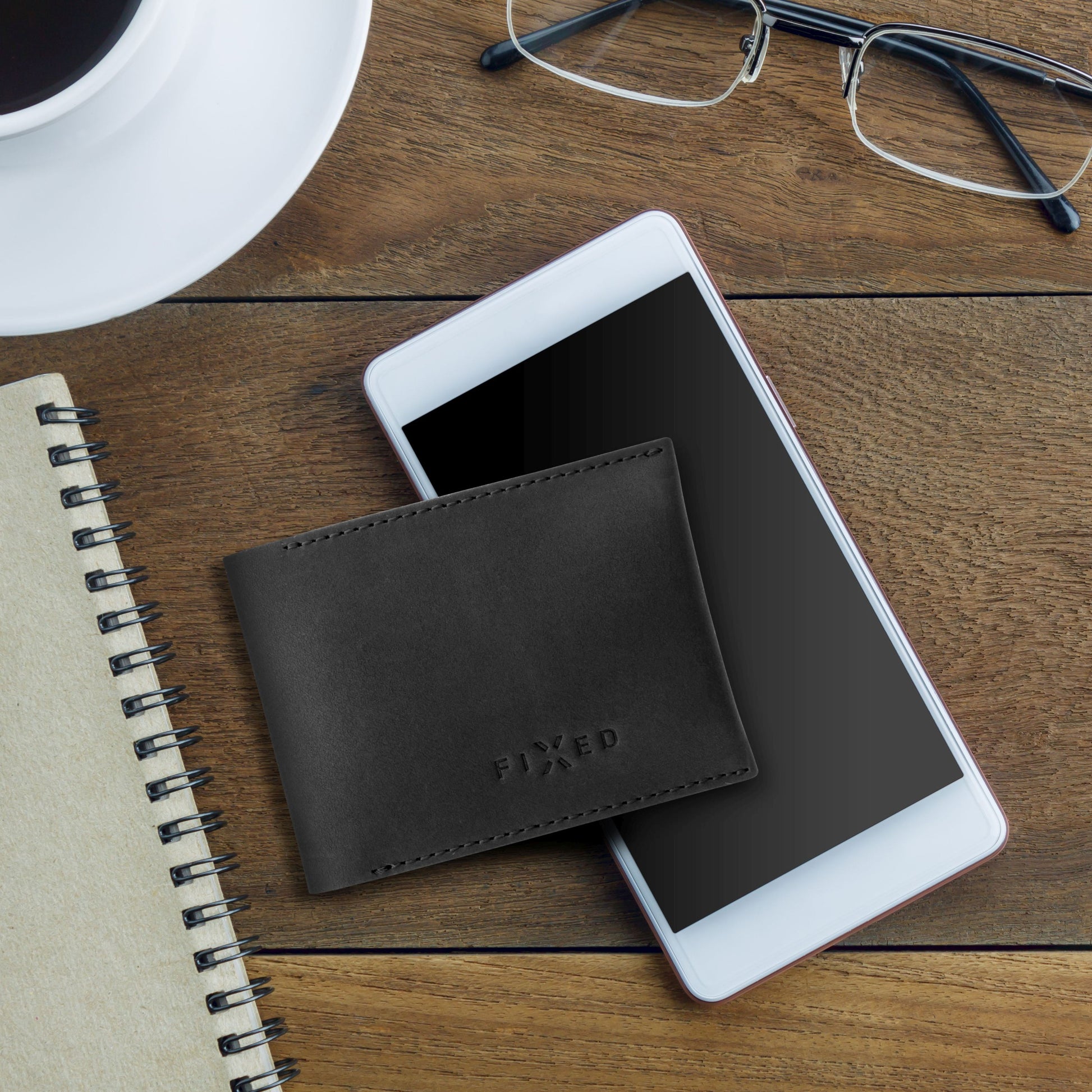 Kožená peněženka FIXED Wallet z pravé hovězí kůže, černá - FIXED