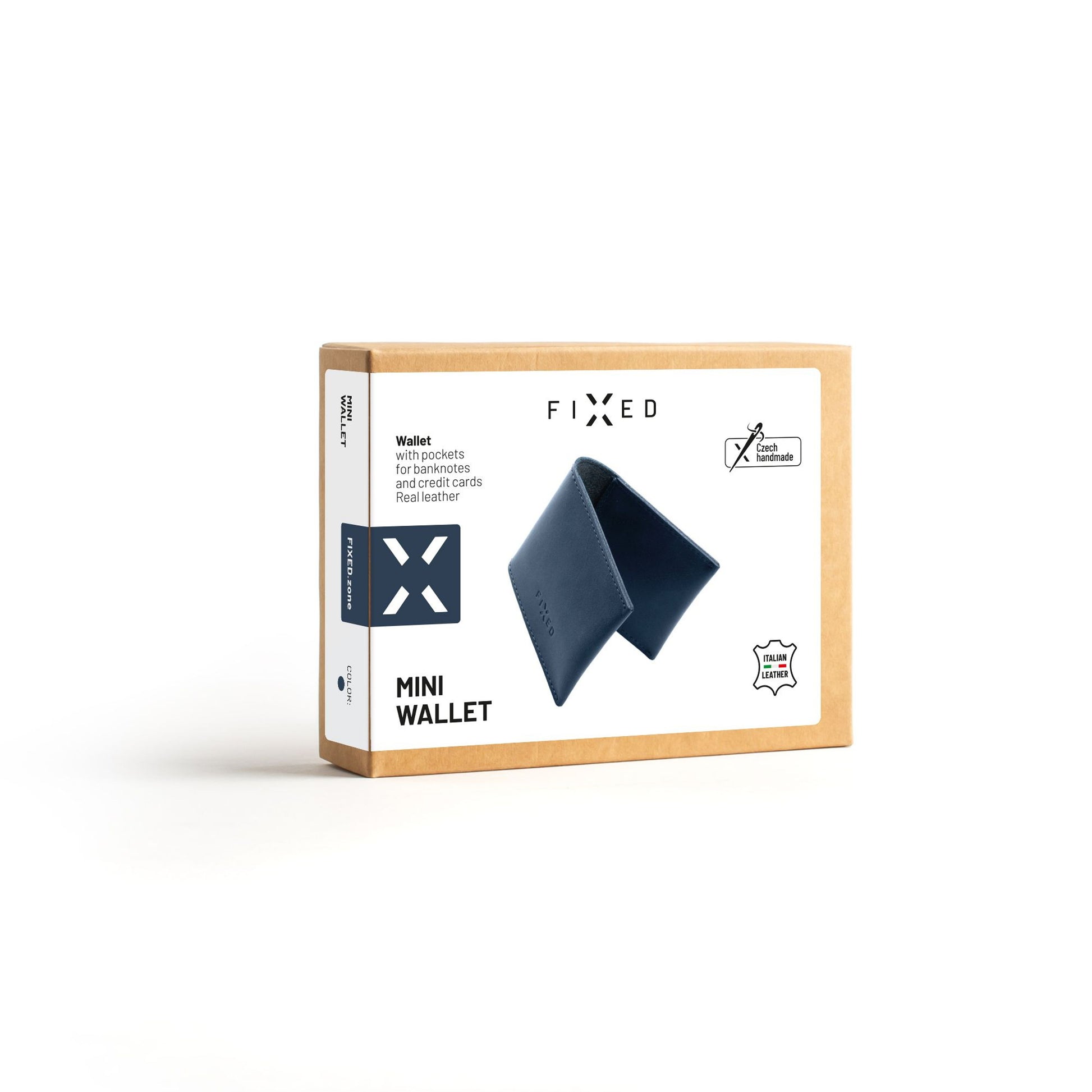 Kožená peněženka FIXED Wallet z pravé hovězí kůže, modrá - FIXED