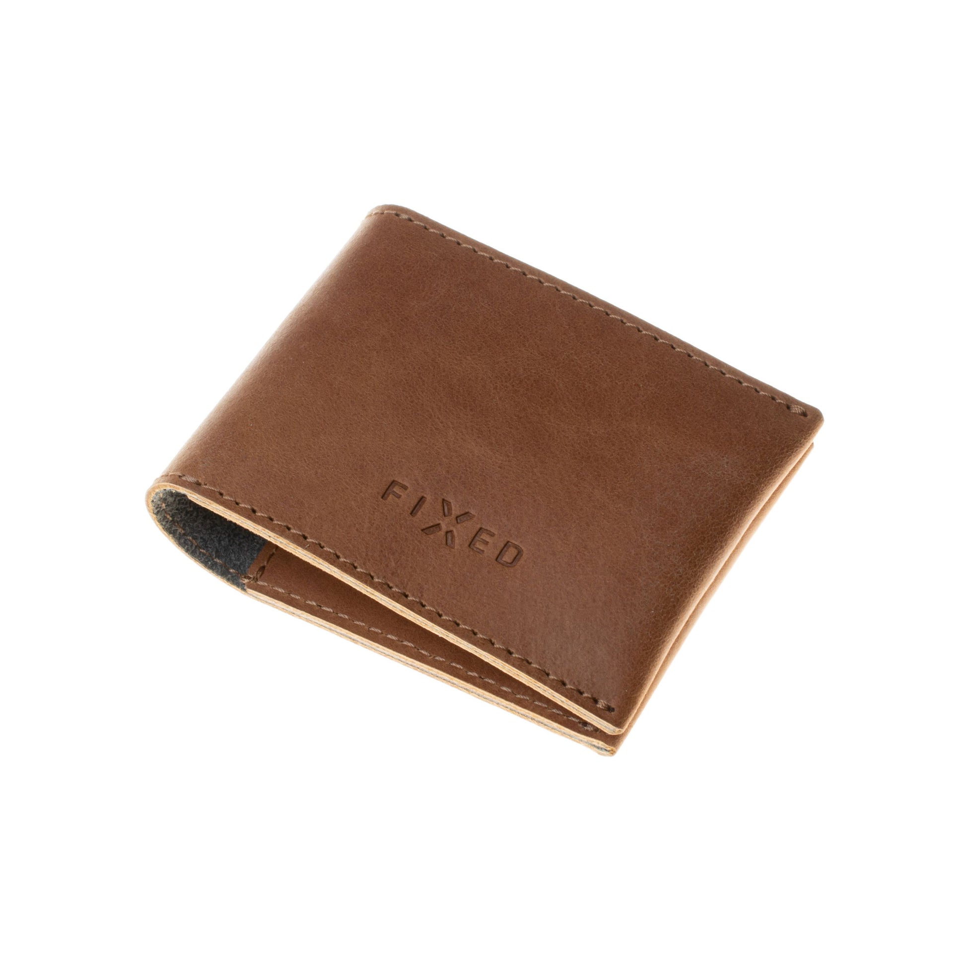 Kožená peněženka FIXED Wallet z pravé hovězí kůže, hnědá - FIXED
