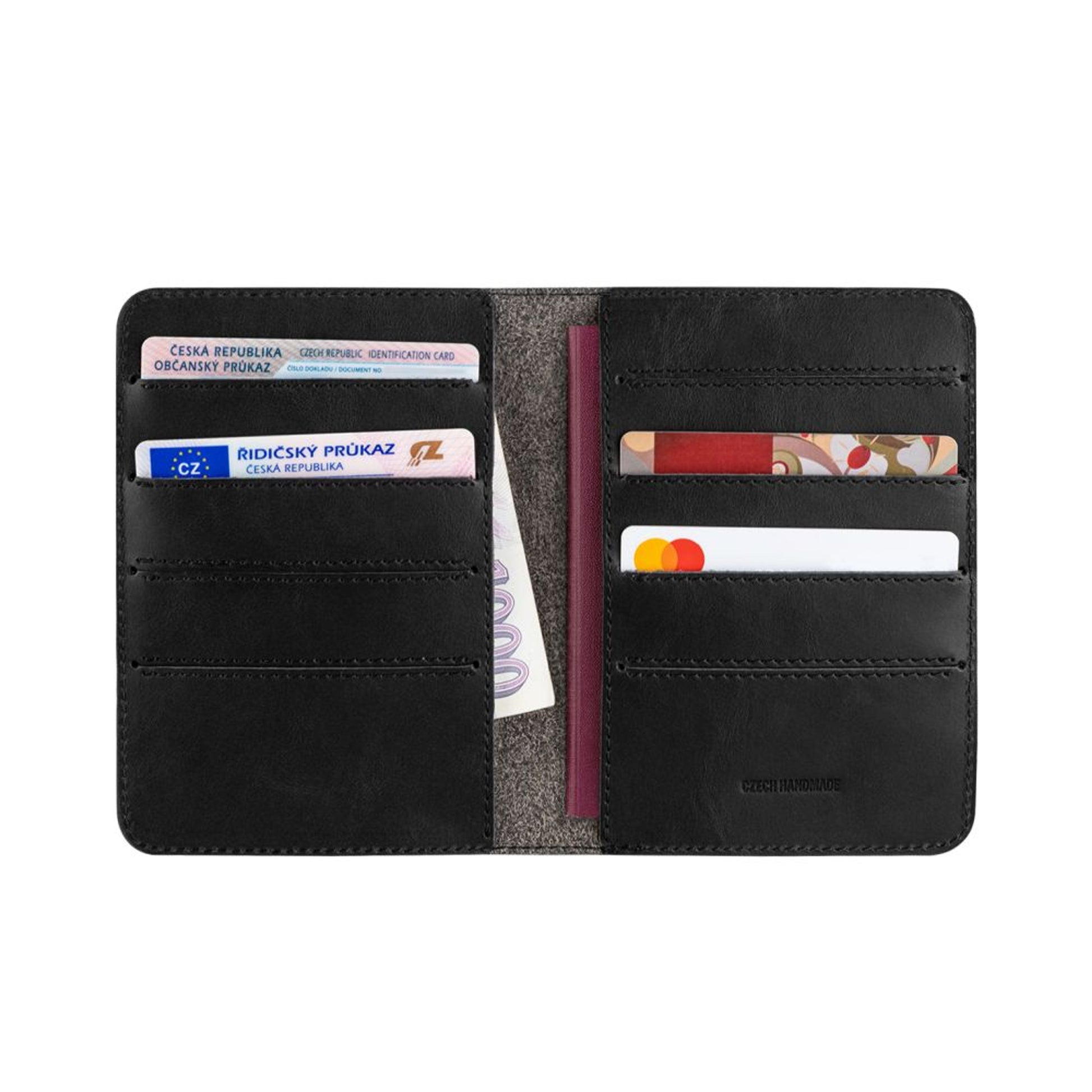 Kožená peněženka FIXED Passport, velikost cestovního pasu, černá - FIXED