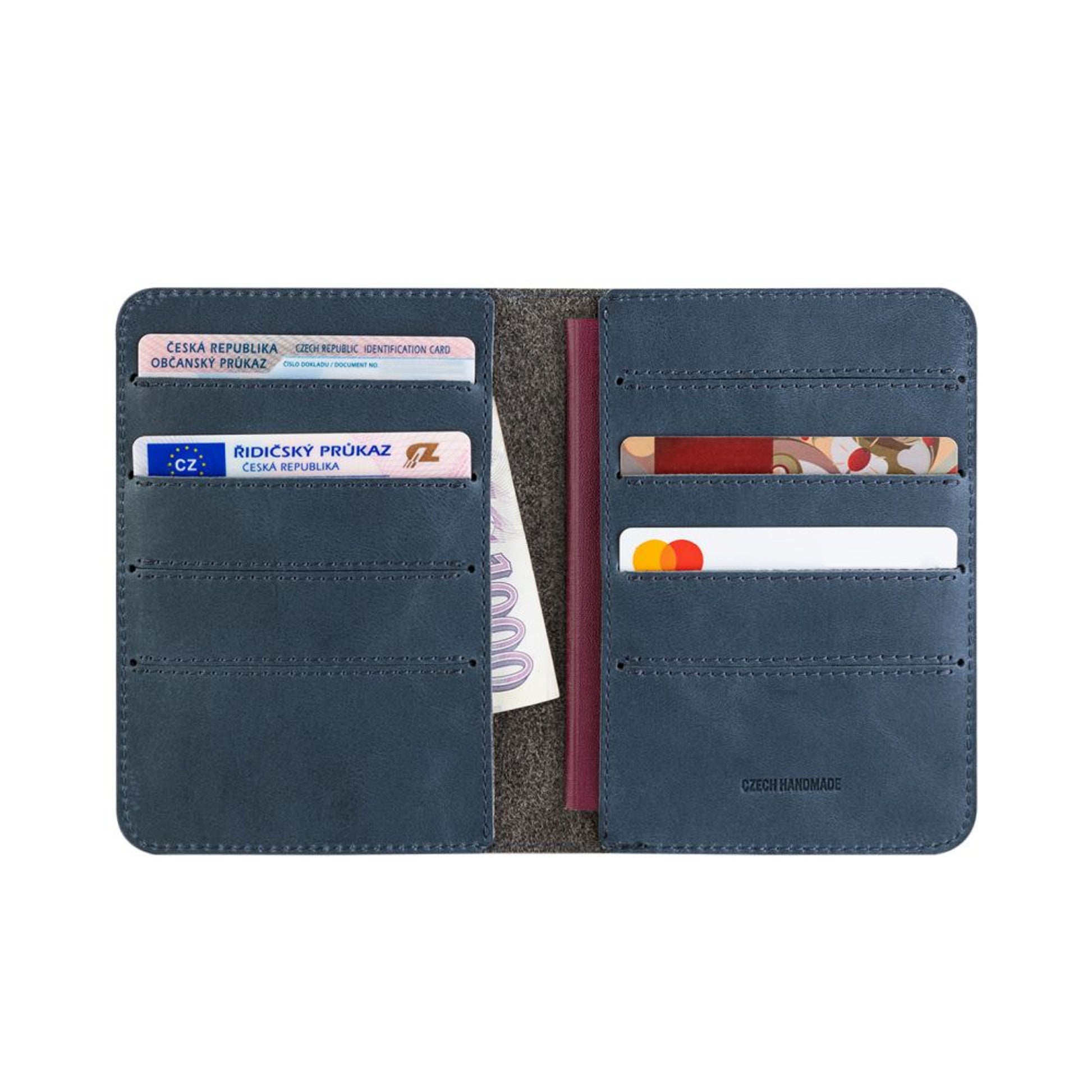 Kožená peněženka FIXED Passport, velikost cestovního pasu, modrá - FIXED