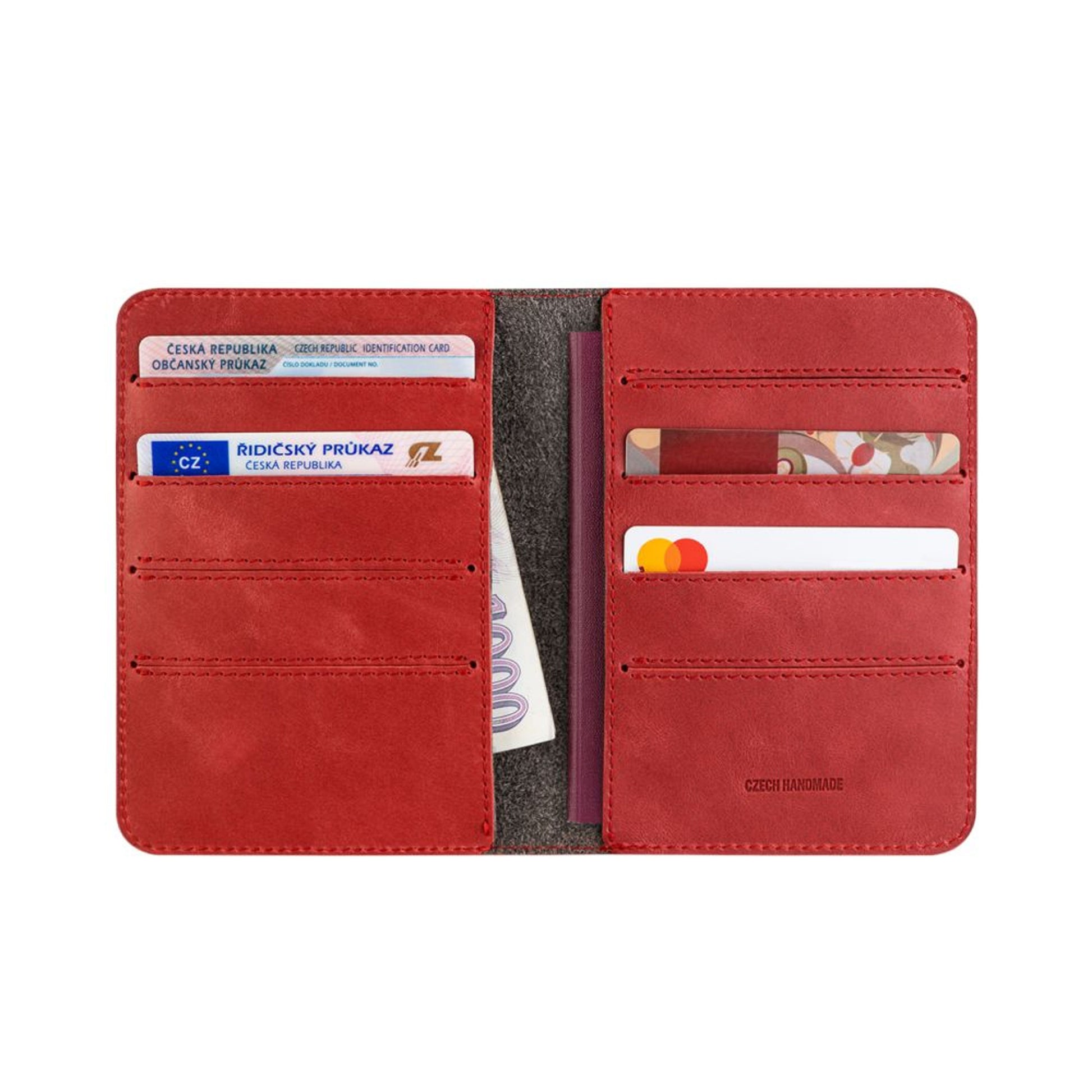 Kožená peněženka FIXED Passport, velikost cestovního pasu, červená - FIXED