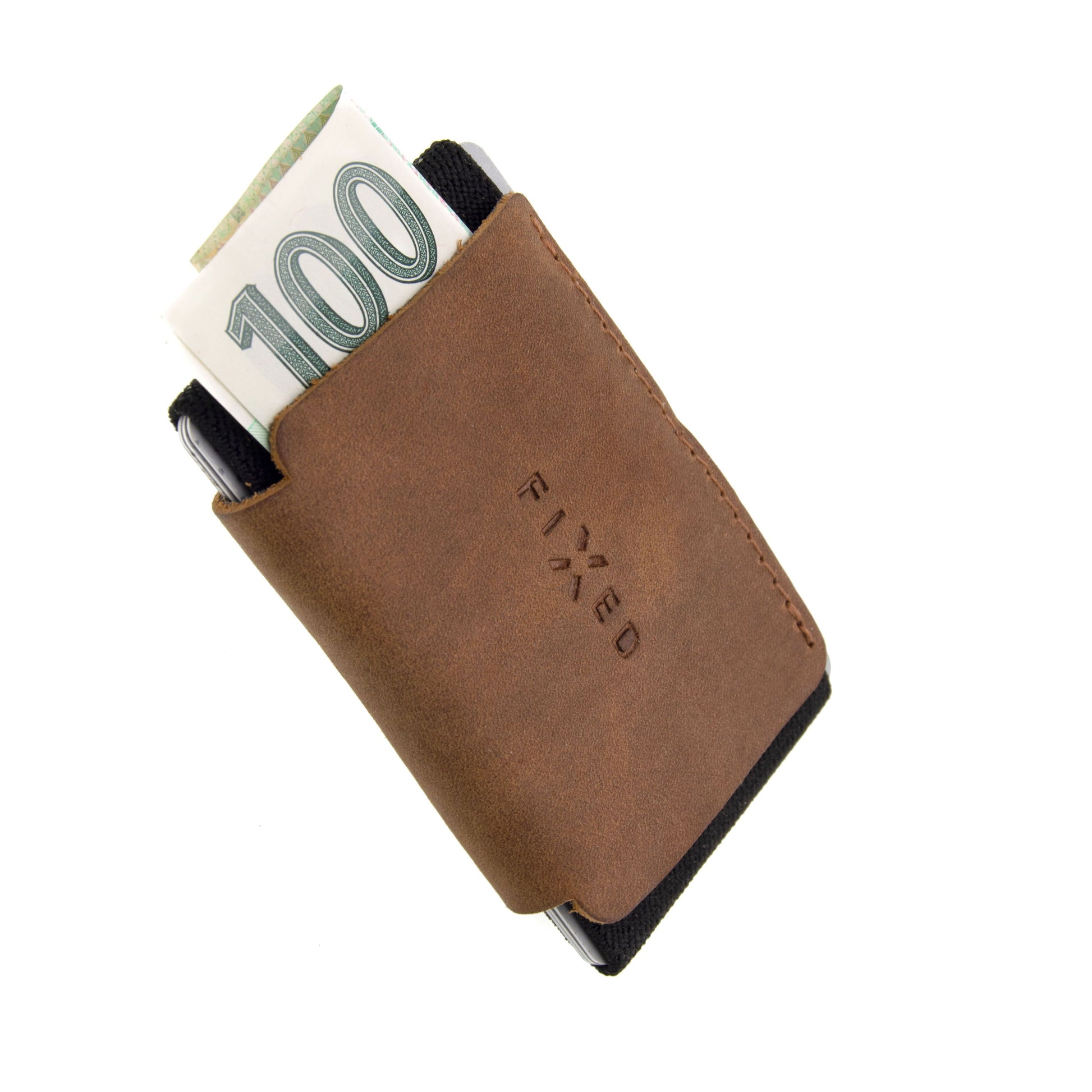 Kožená peněženka FIXED Tiny Wallet z pravé hovězí kůže, hnědá - FIXED