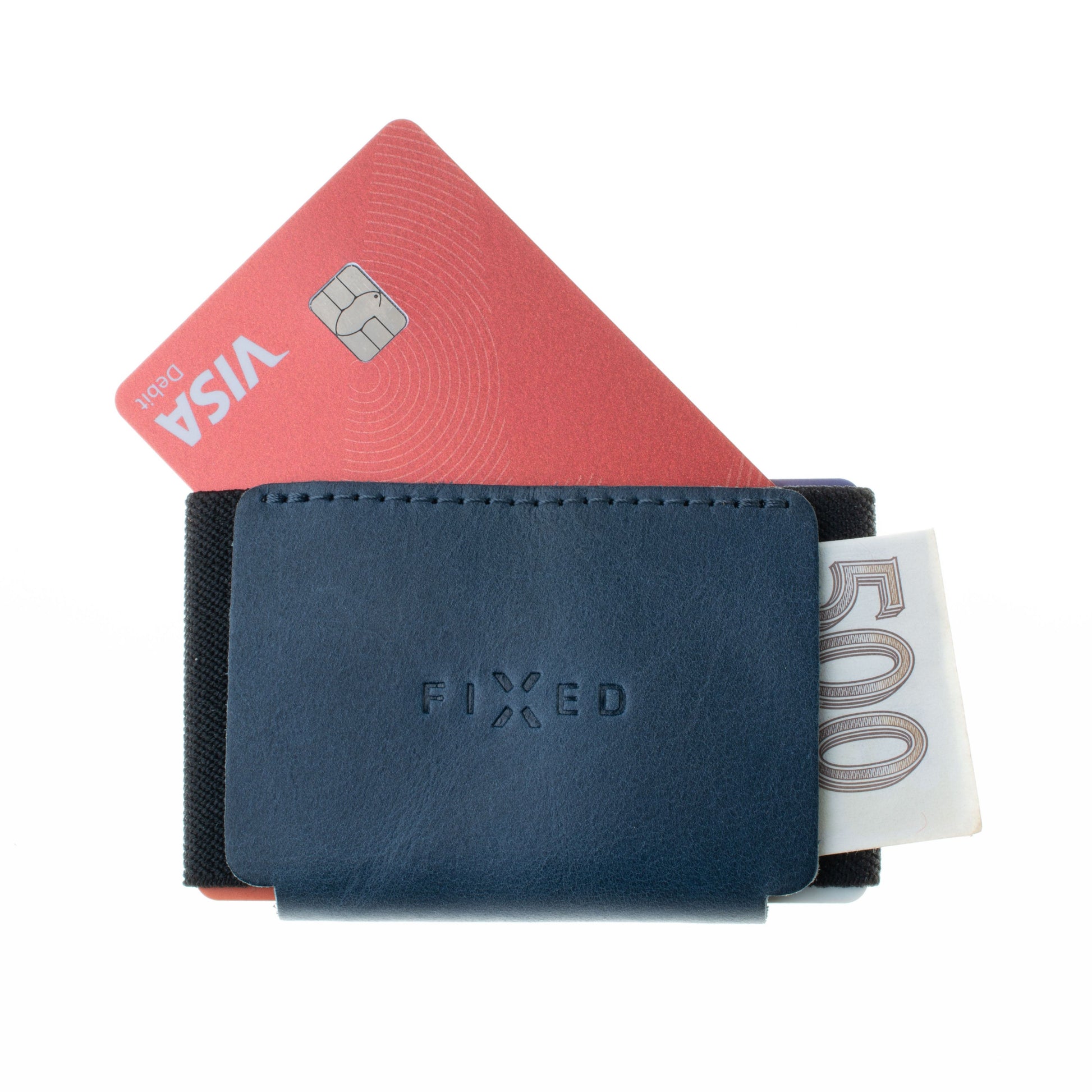 Kožená peněženka FIXED Tiny Wallet z pravé hovězí kůže, modrá - FIXED