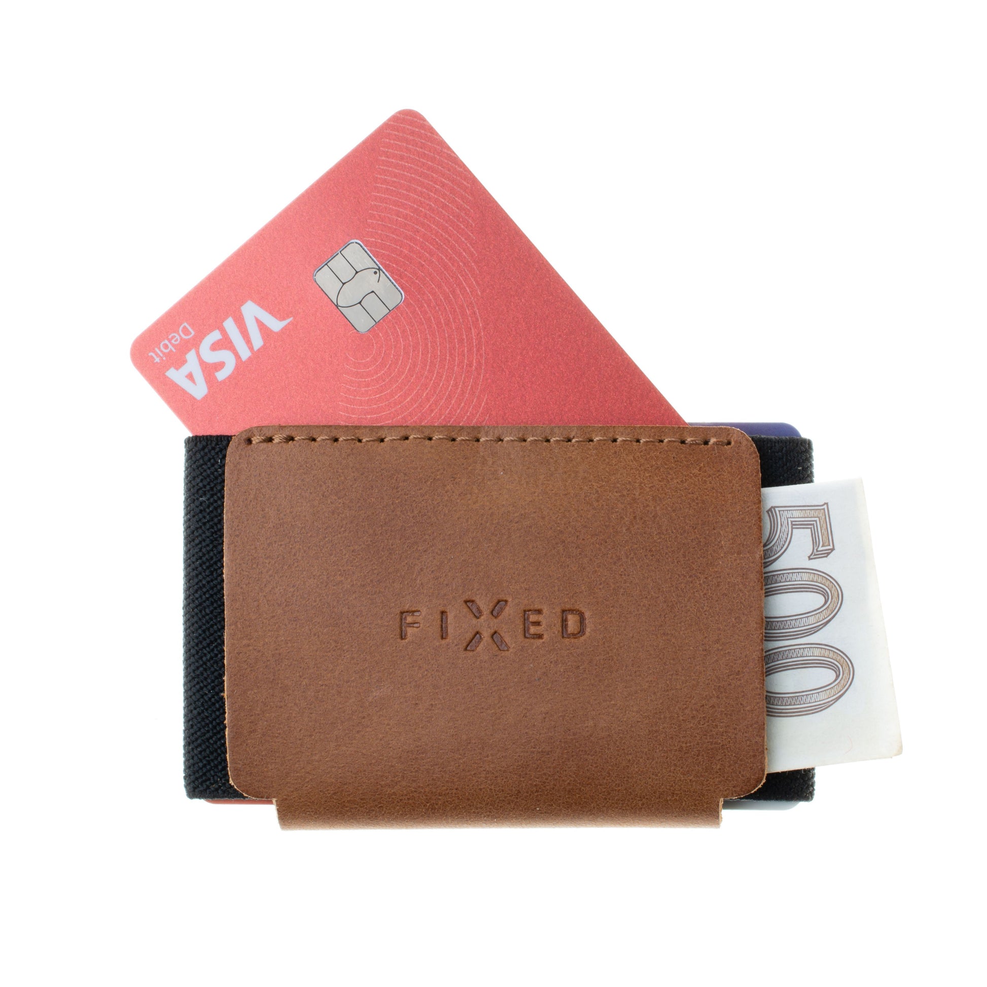 Kožená peněženka FIXED Tiny Wallet z pravé hovězí kůže, hnědá - FIXED
