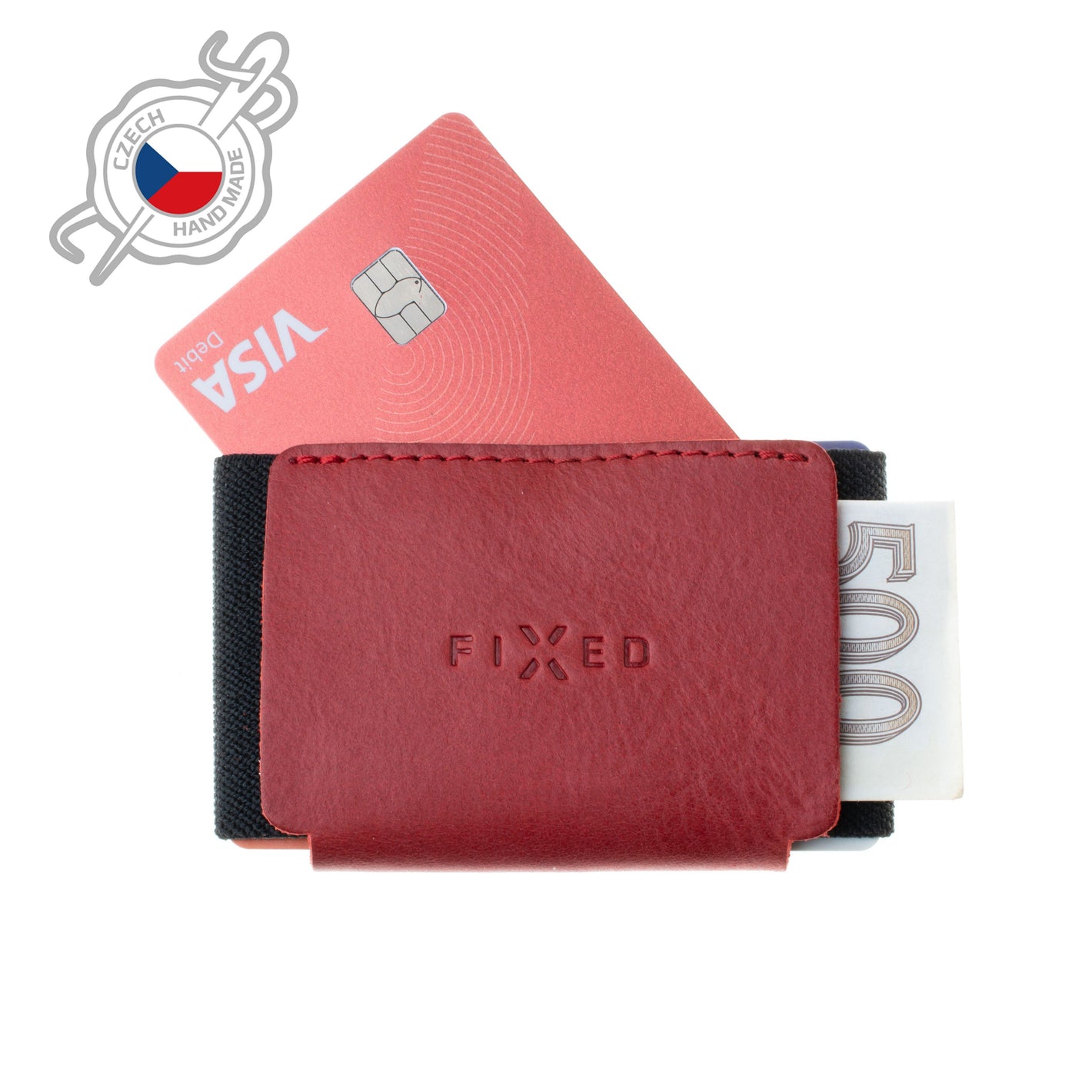 Kožená peněženka FIXED Tiny Wallet z pravé hovězí kůže, červená - FIXED