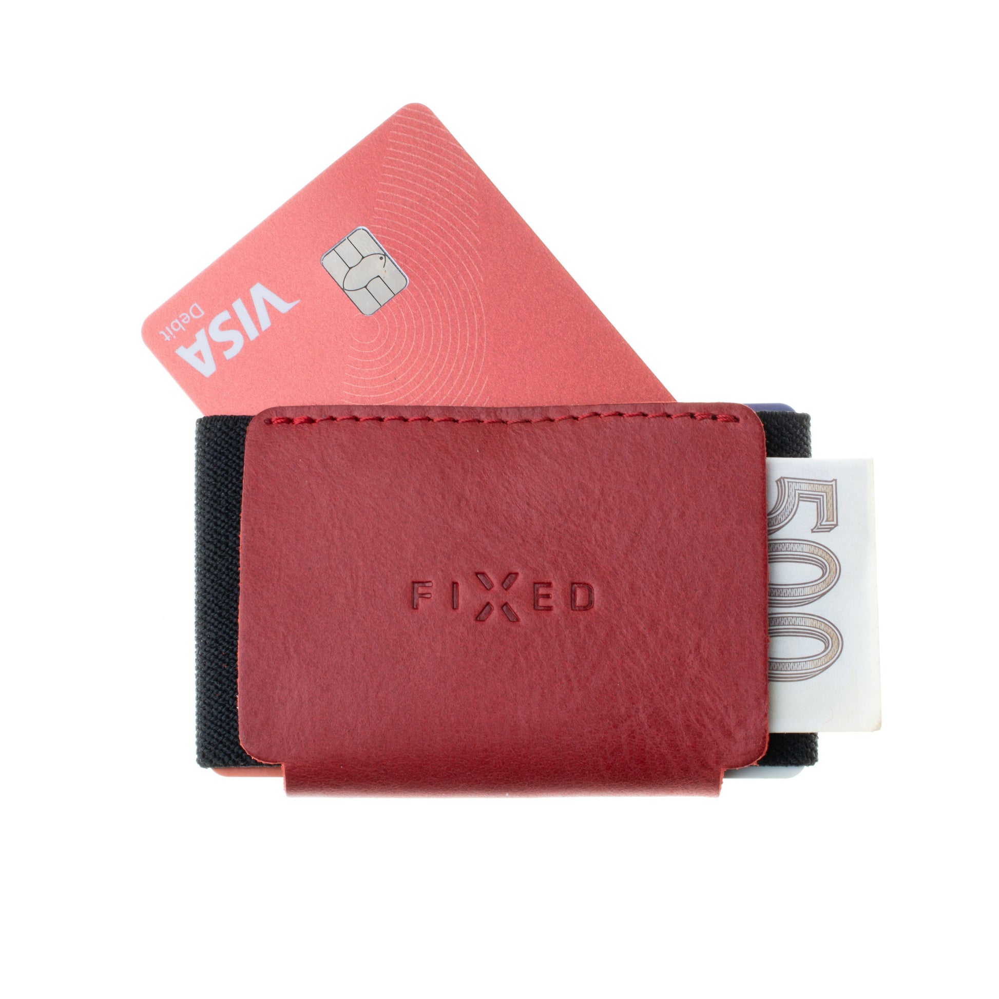 Kožená peněženka FIXED Tiny Wallet z pravé hovězí kůže, červená - FIXED