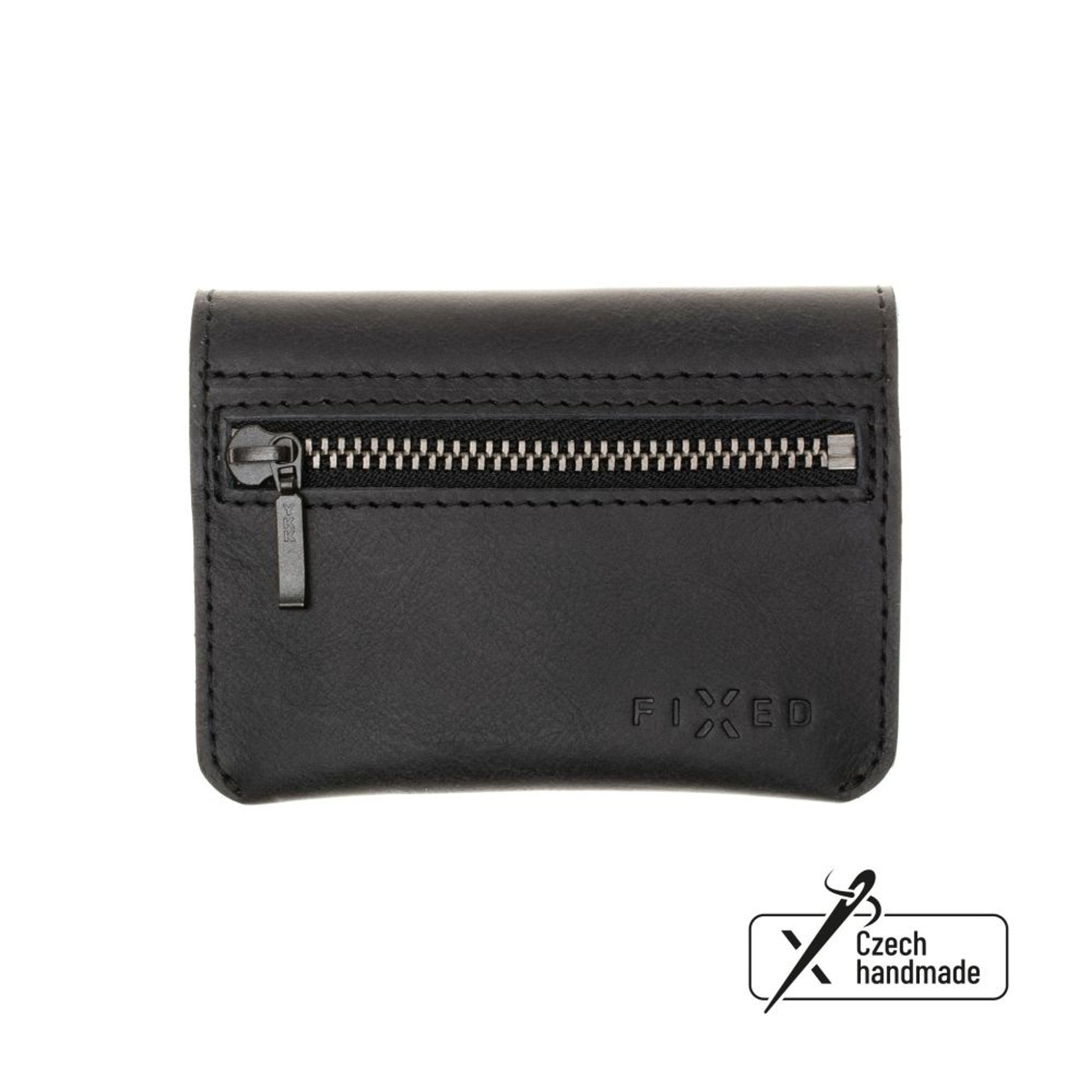Kožená peněženka FIXED Tripple Wallet z pravé hovězí kůže, černá - FIXED