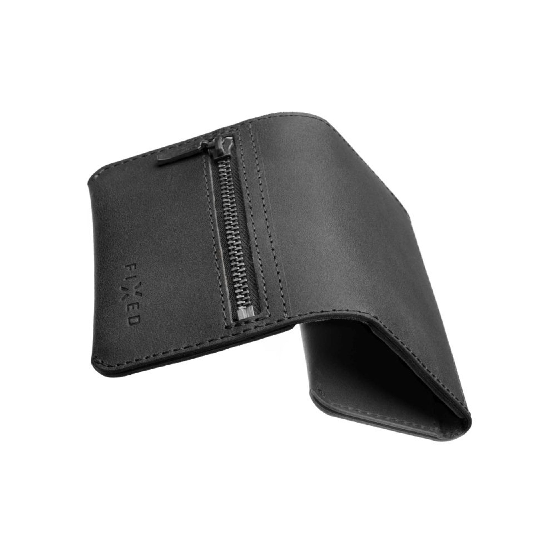 Kožená peněženka FIXED Tripple Wallet z pravé hovězí kůže, černá - FIXED