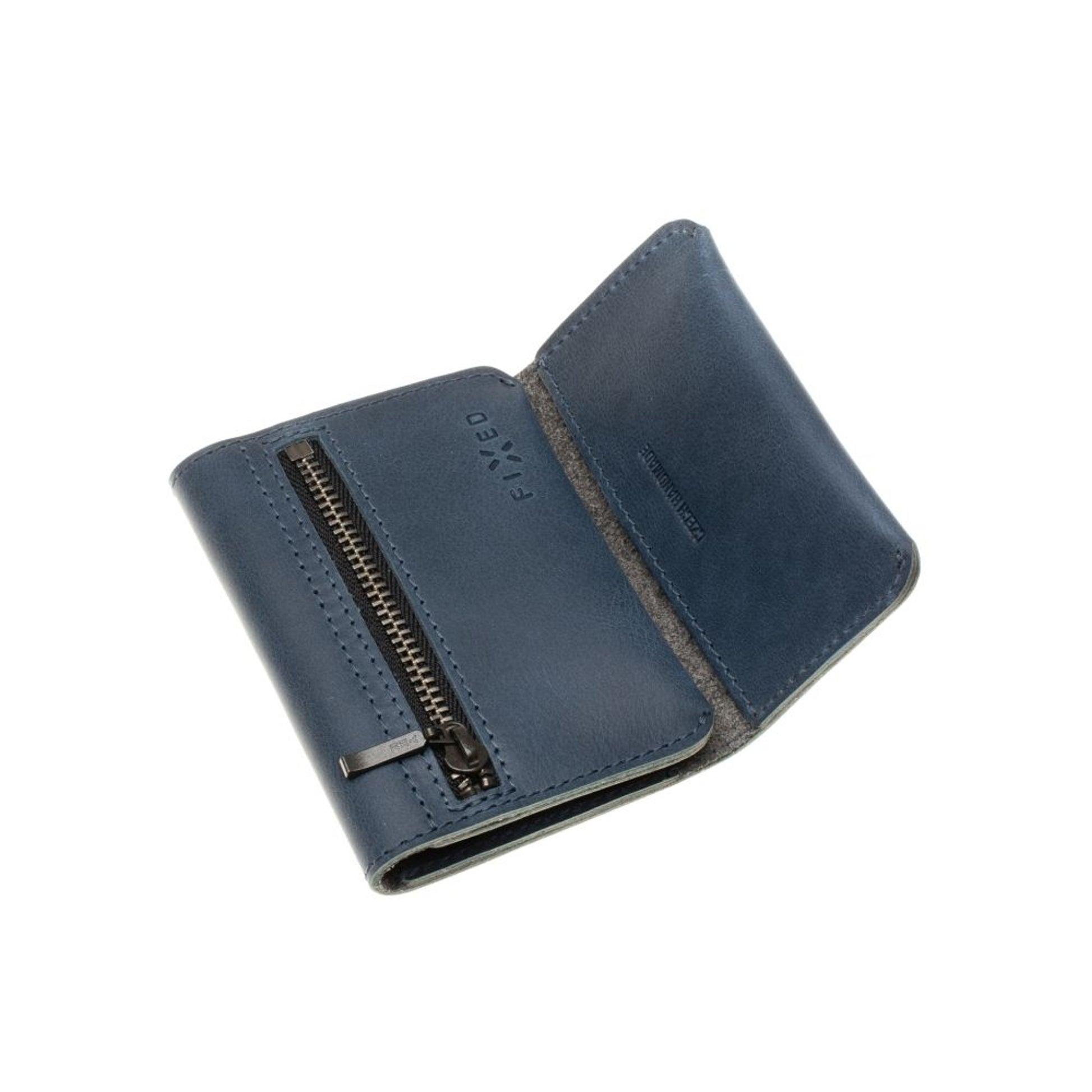 Kožená peněženka FIXED Tripple Wallet z pravé hovězí kůže, modrá - FIXED