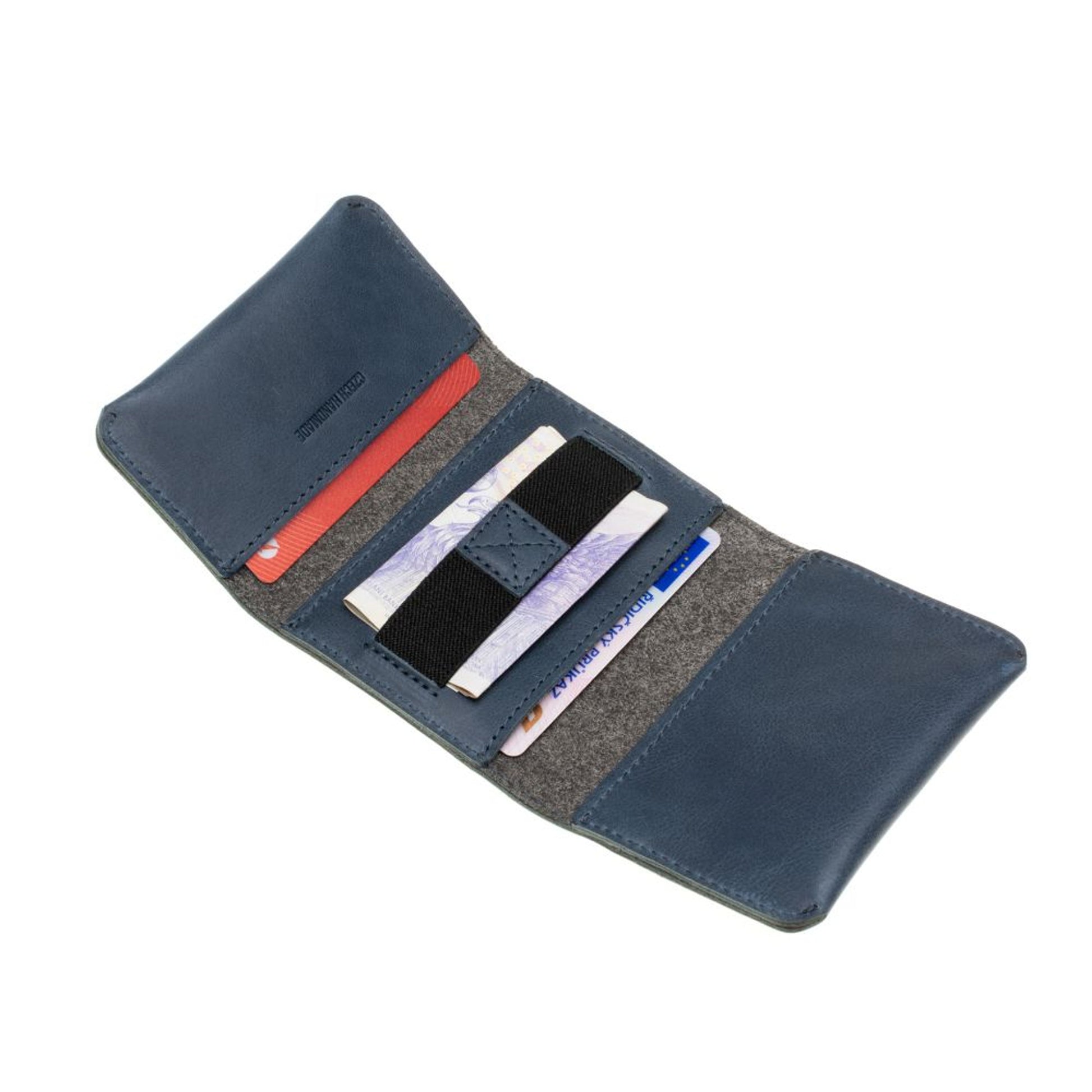 Kožená peněženka FIXED Tripple Wallet z pravé hovězí kůže, modrá - FIXED