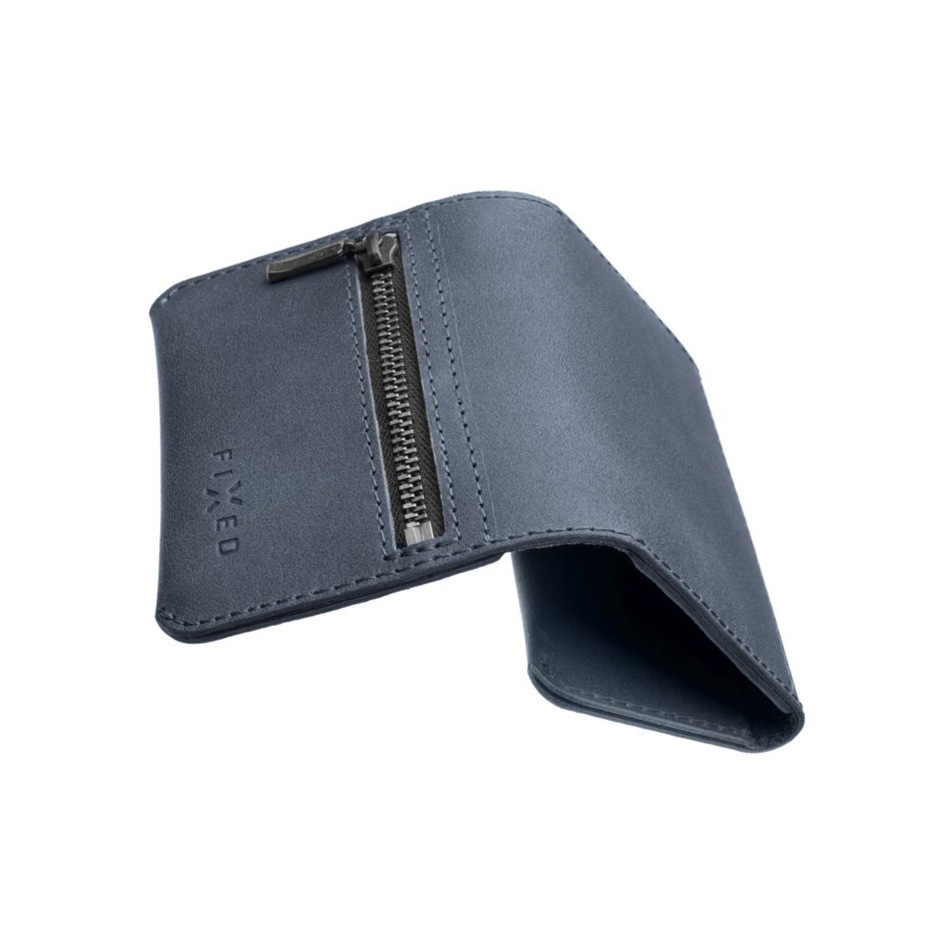 Kožená peněženka FIXED Tripple Wallet z pravé hovězí kůže, modrá - FIXED