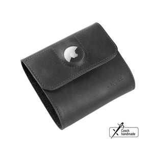 Kožená peněženka FIXED Classic Wallet for AirTag z pravé hovězí kůže, černá - FIXED
