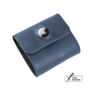 Kožená peněženka FIXED Classic Wallet for AirTag z pravé hovězí kůže, modrá - FIXED