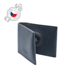 Skórzany portfel FIXED Wallet for AirTag z prawdziwej skóry bydlęcej, niebieski - FIXED
